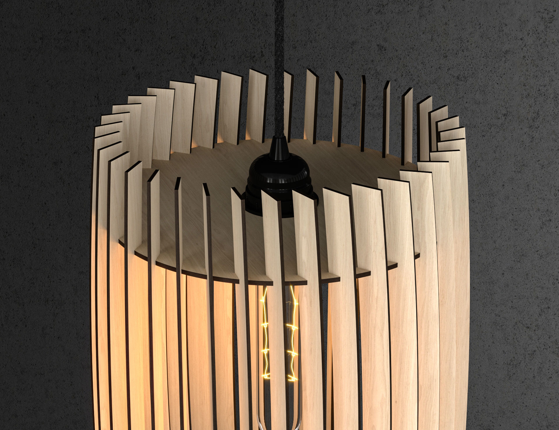 Wood Pendant Lamp 3 3D model_1