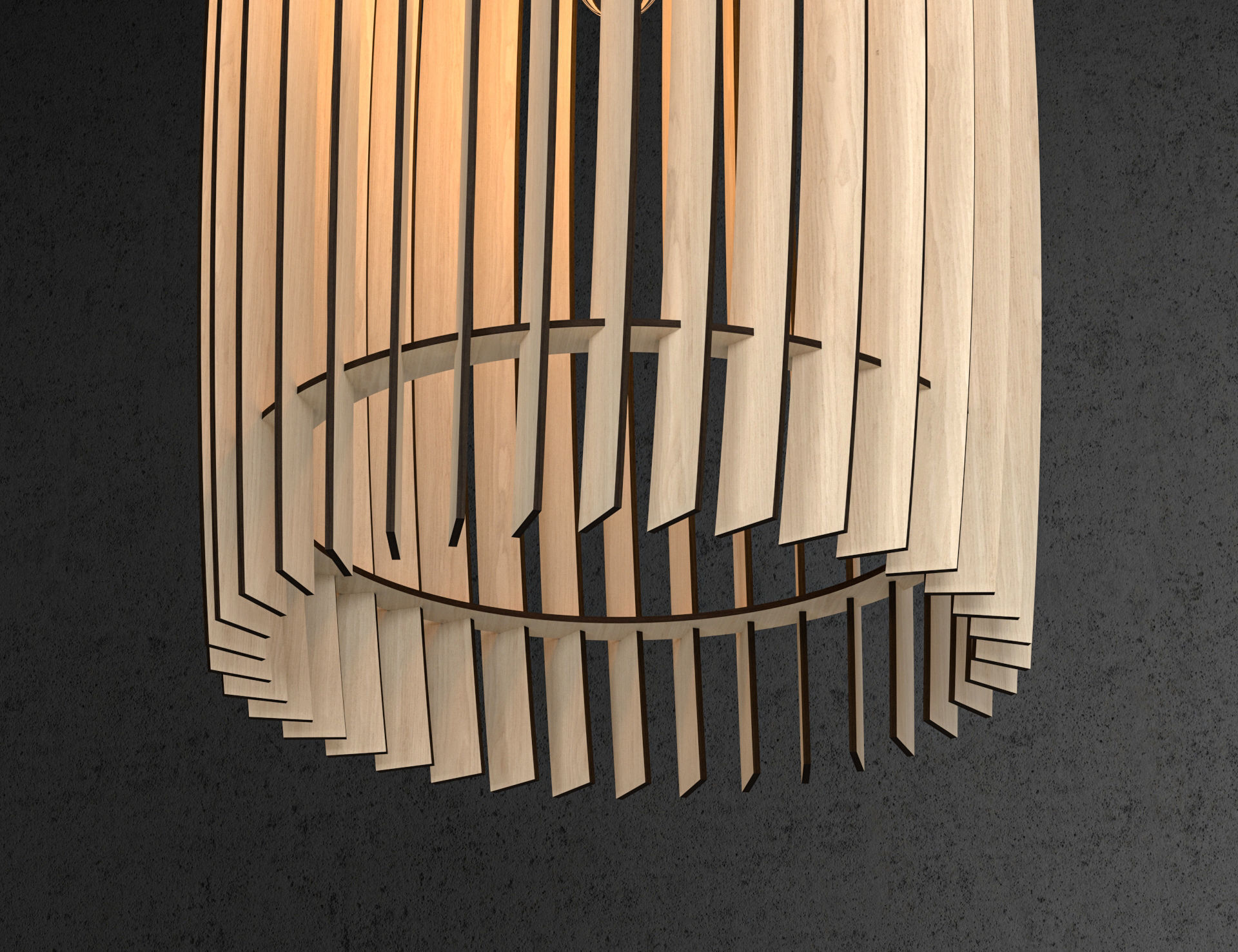 Wood Pendant Lamp 3 3D model_2