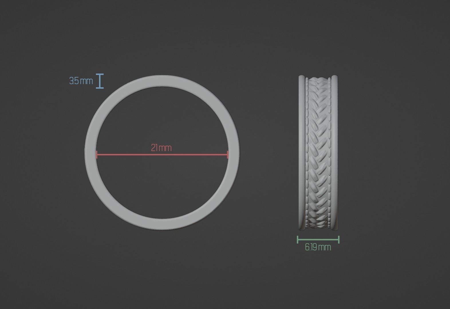 Ring with braid pattern Free 3D print model_9