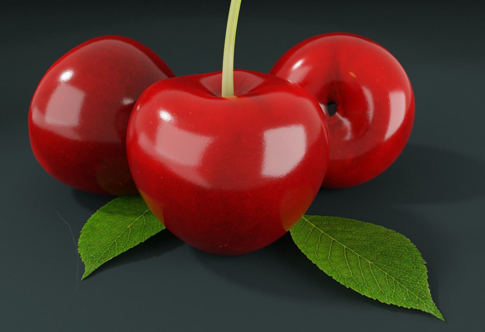 Fresh Cherry Low-poly 3D model_3