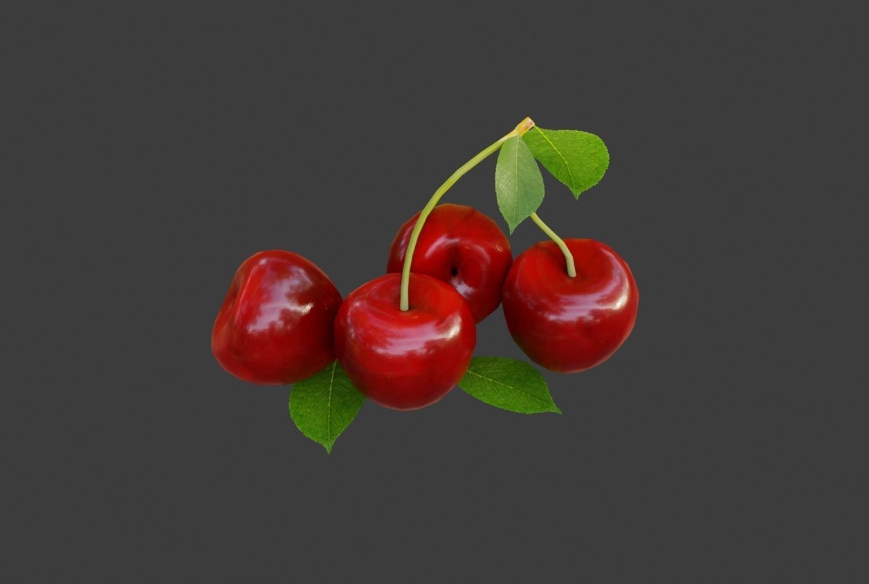 Fresh Cherry Low-poly 3D model_6