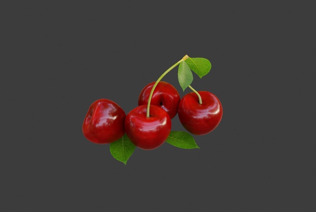 Fresh Cherry Low-poly 3D model_7