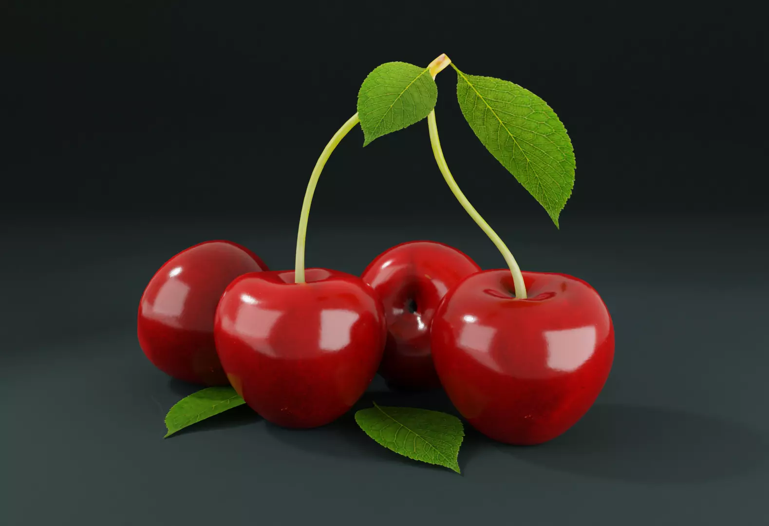 Fresh Cherry Low-poly 3D model_0
