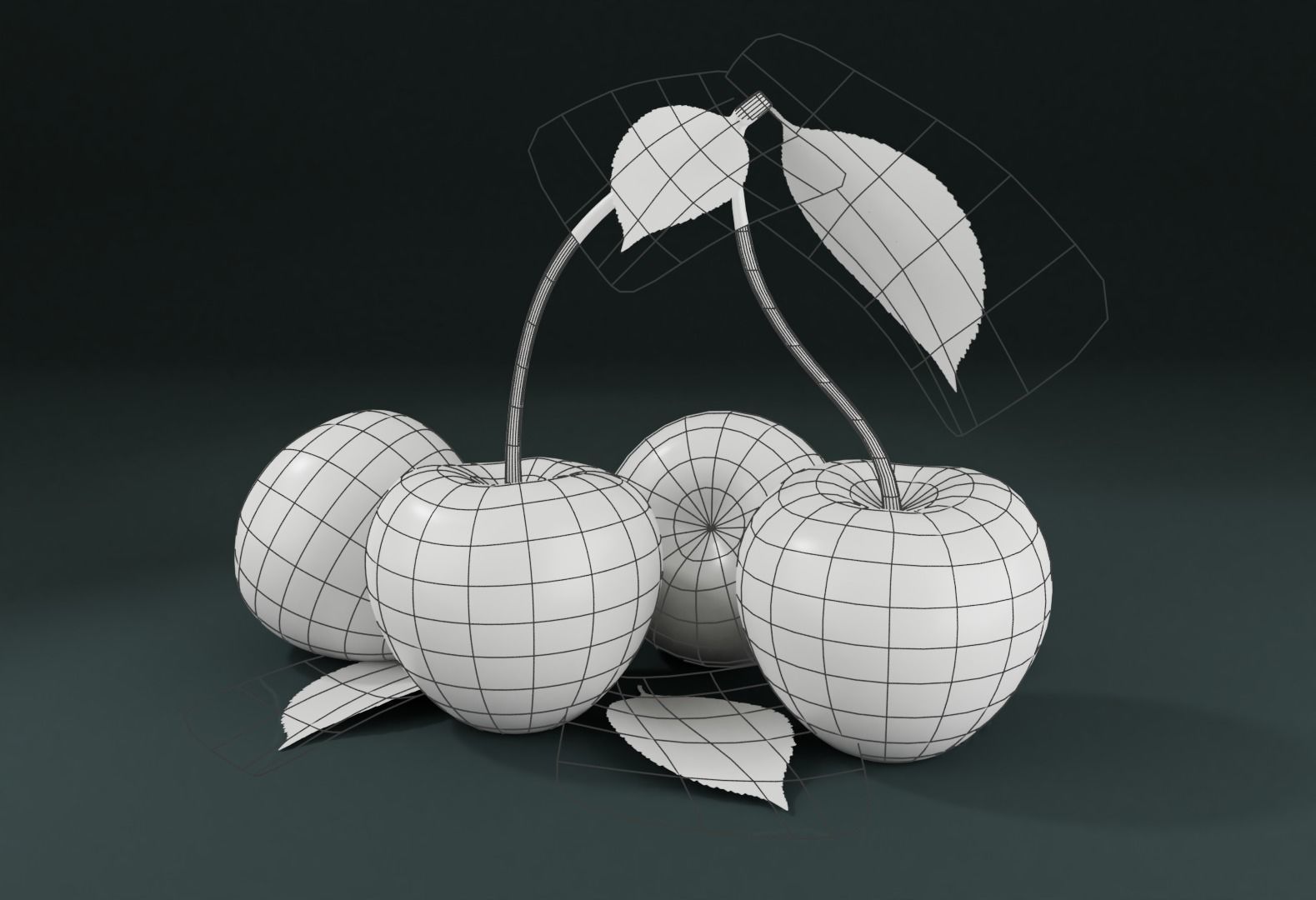 Fresh Cherry Low-poly 3D model_5