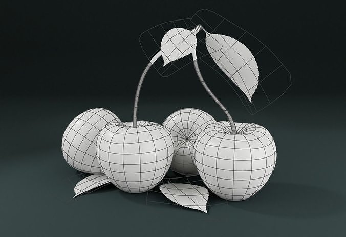 Fresh Cherry Low-poly 3D model 6