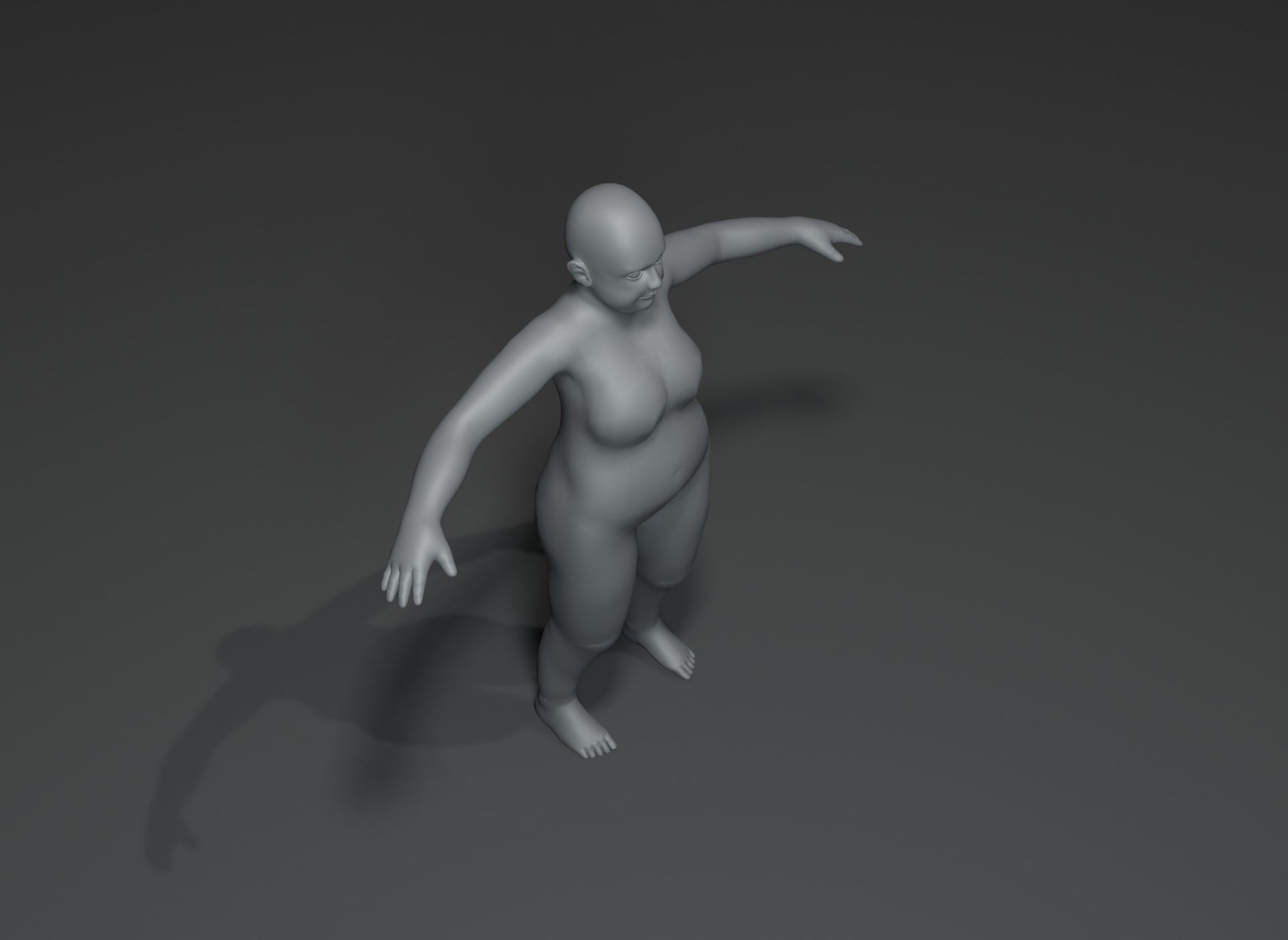 Fat Human Body Base Mesh Animated Rigged 3D Model 20k Poly Low-poly 3D model_68
