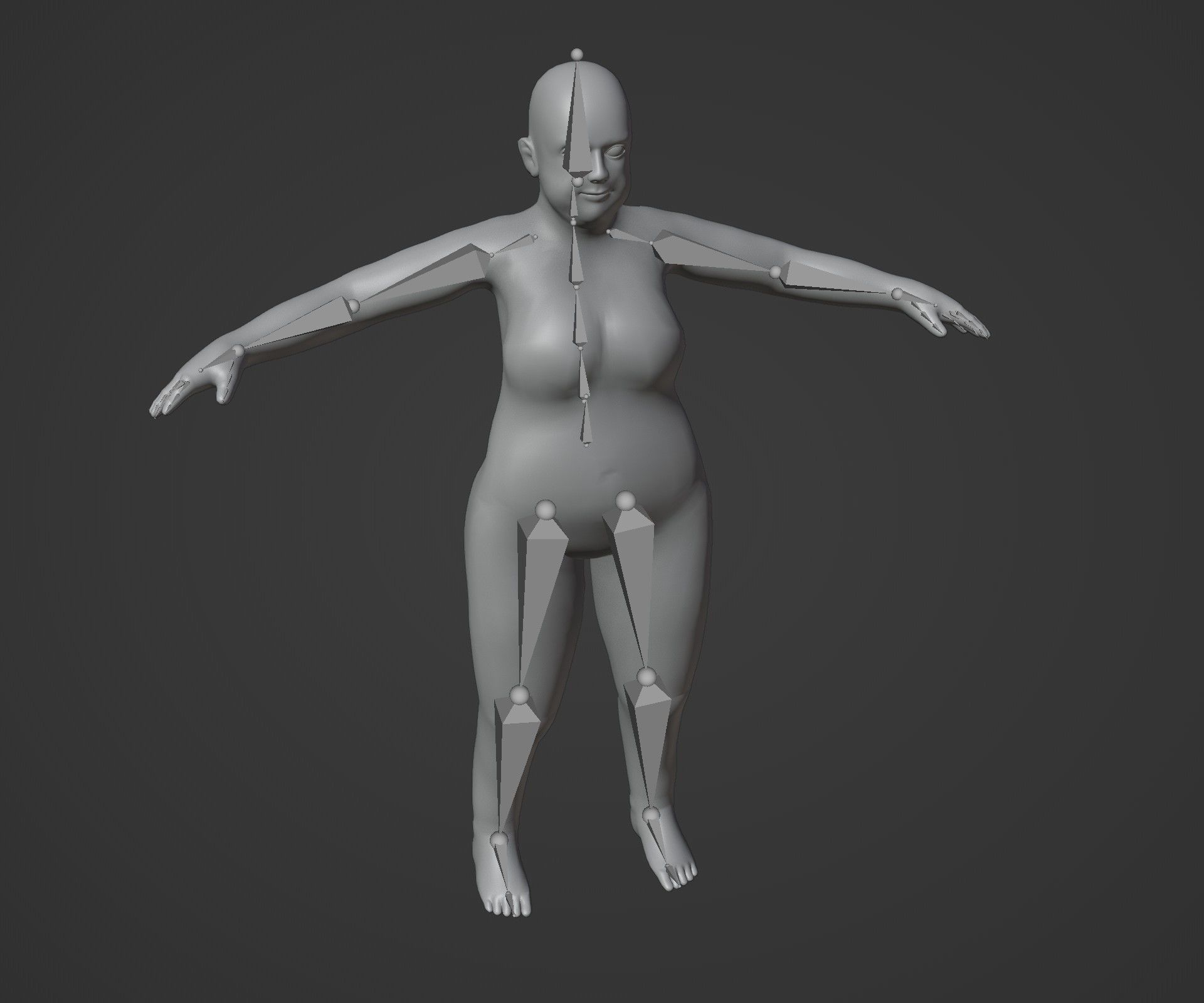 Fat Human Body Base Mesh Animated Rigged 3D Model 20k Poly Low-poly 3D model_17