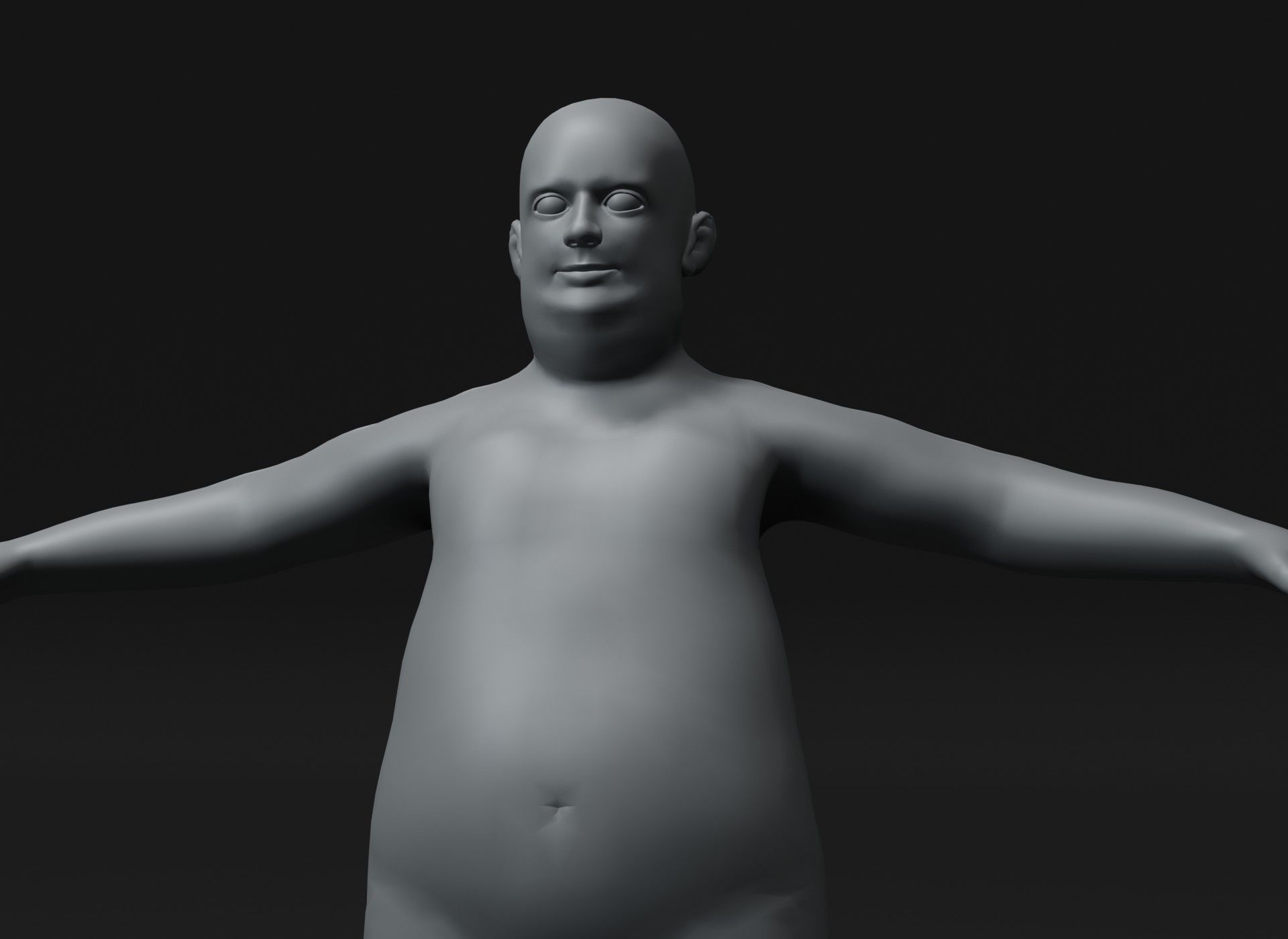 Fat Human Body Base Mesh Animated Rigged 3D Model 20k Poly Low-poly 3D model_19