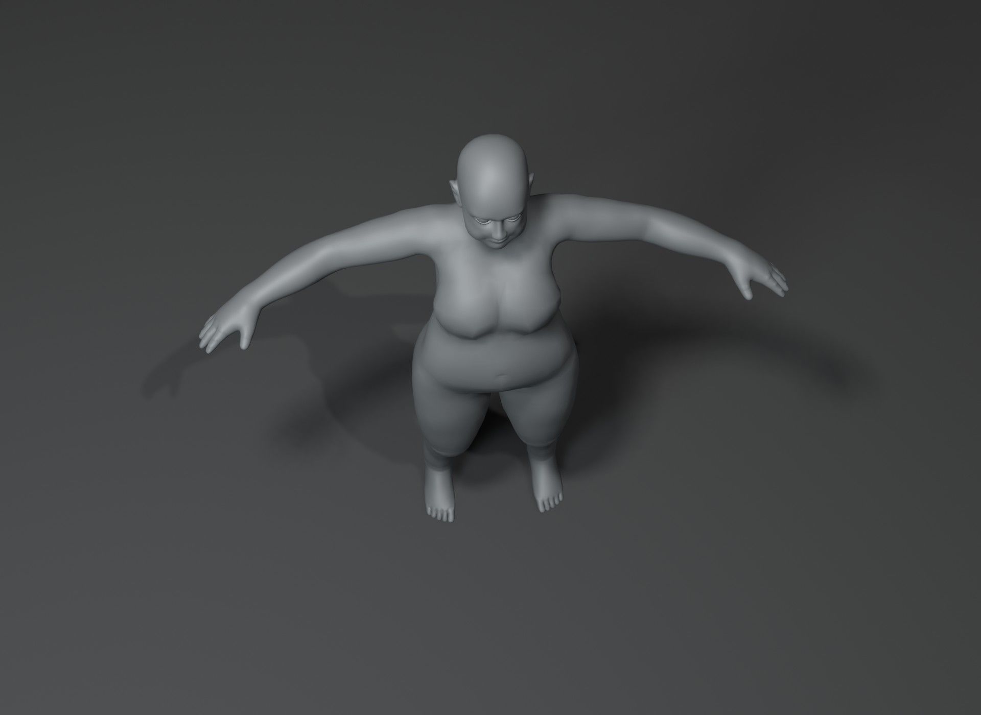 Fat Human Body Base Mesh Animated Rigged 3D Model 20k Poly Low-poly 3D model_62