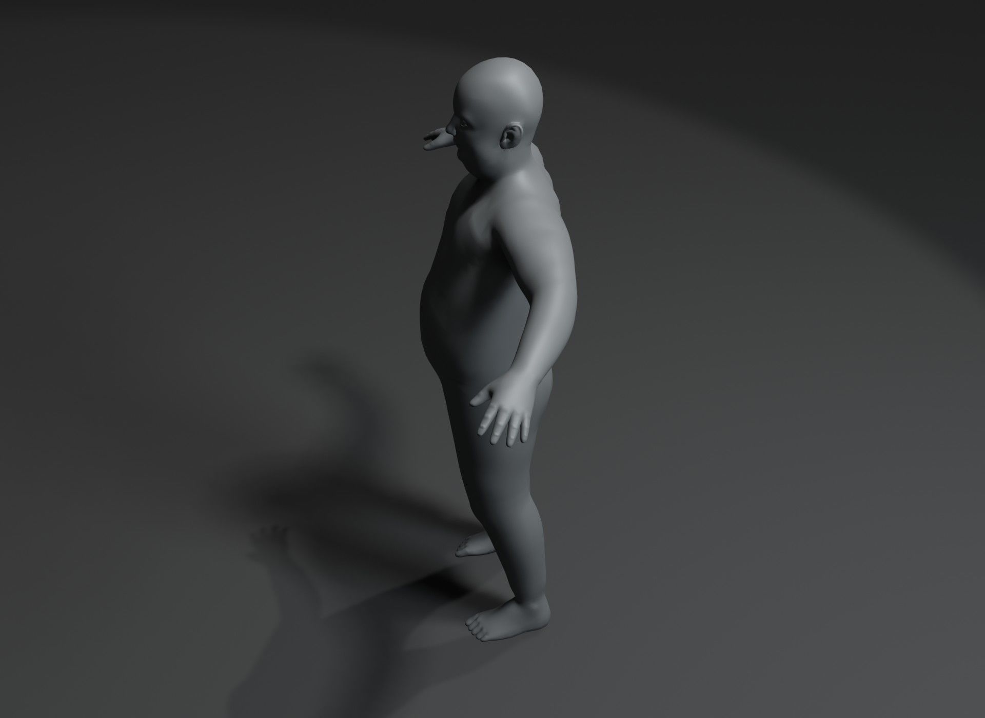 Fat Human Body Base Mesh Animated Rigged 3D Model 20k Poly Low-poly 3D model_25