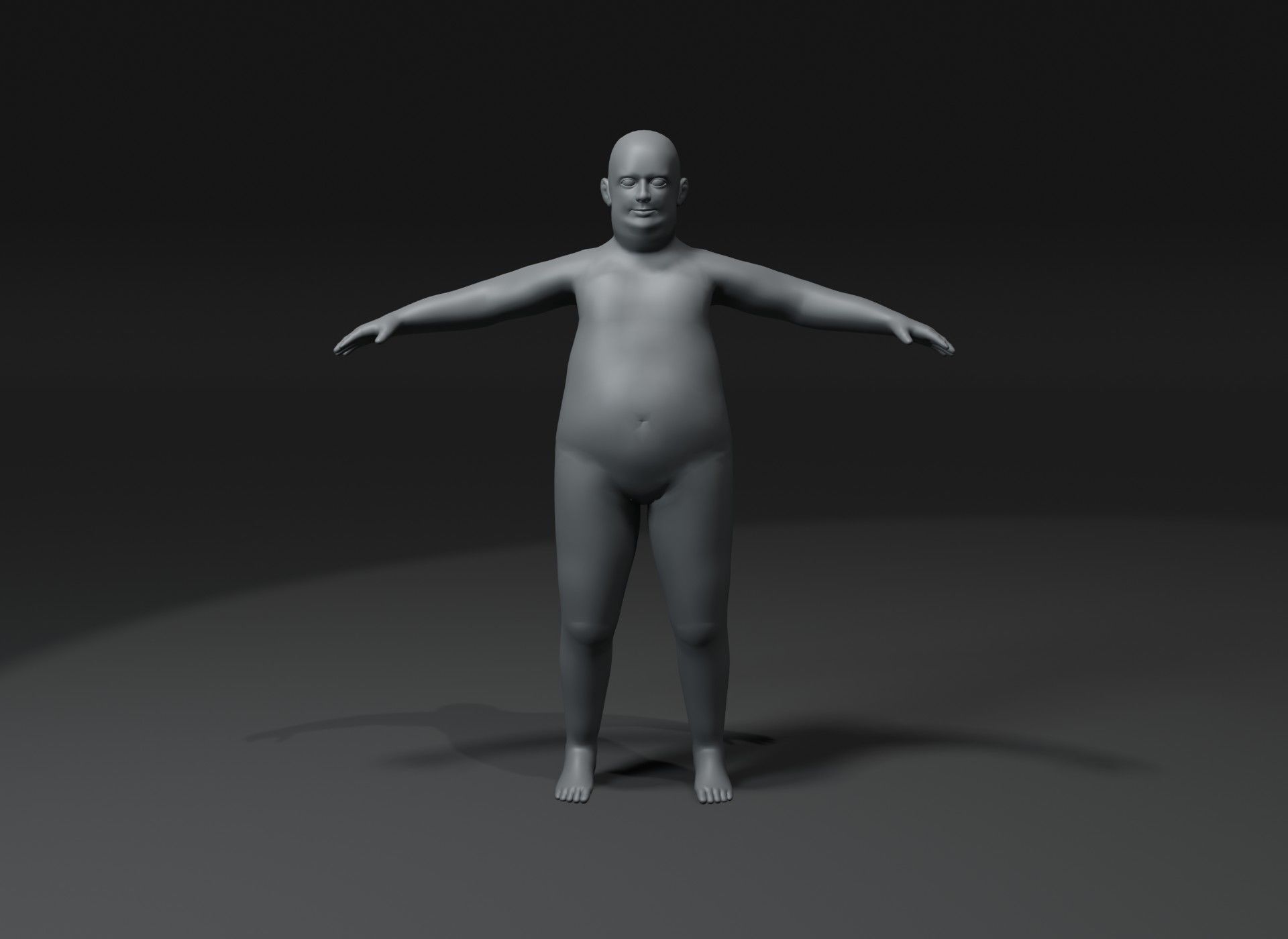 Fat Human Body Base Mesh Animated Rigged 3D Model 20k Poly Low-poly 3D model_29
