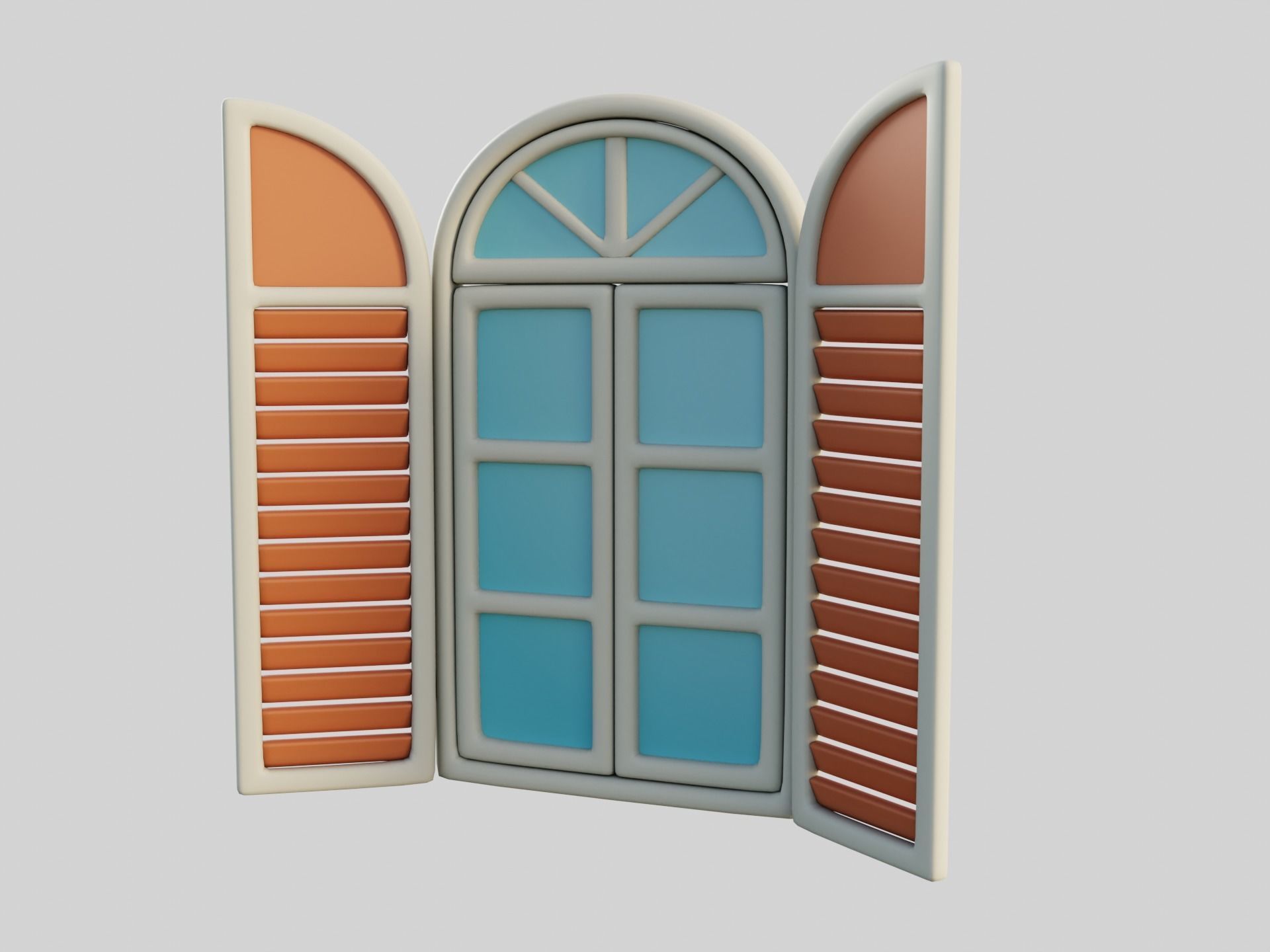 Cartoon Window 24a Low-poly 3D model_9