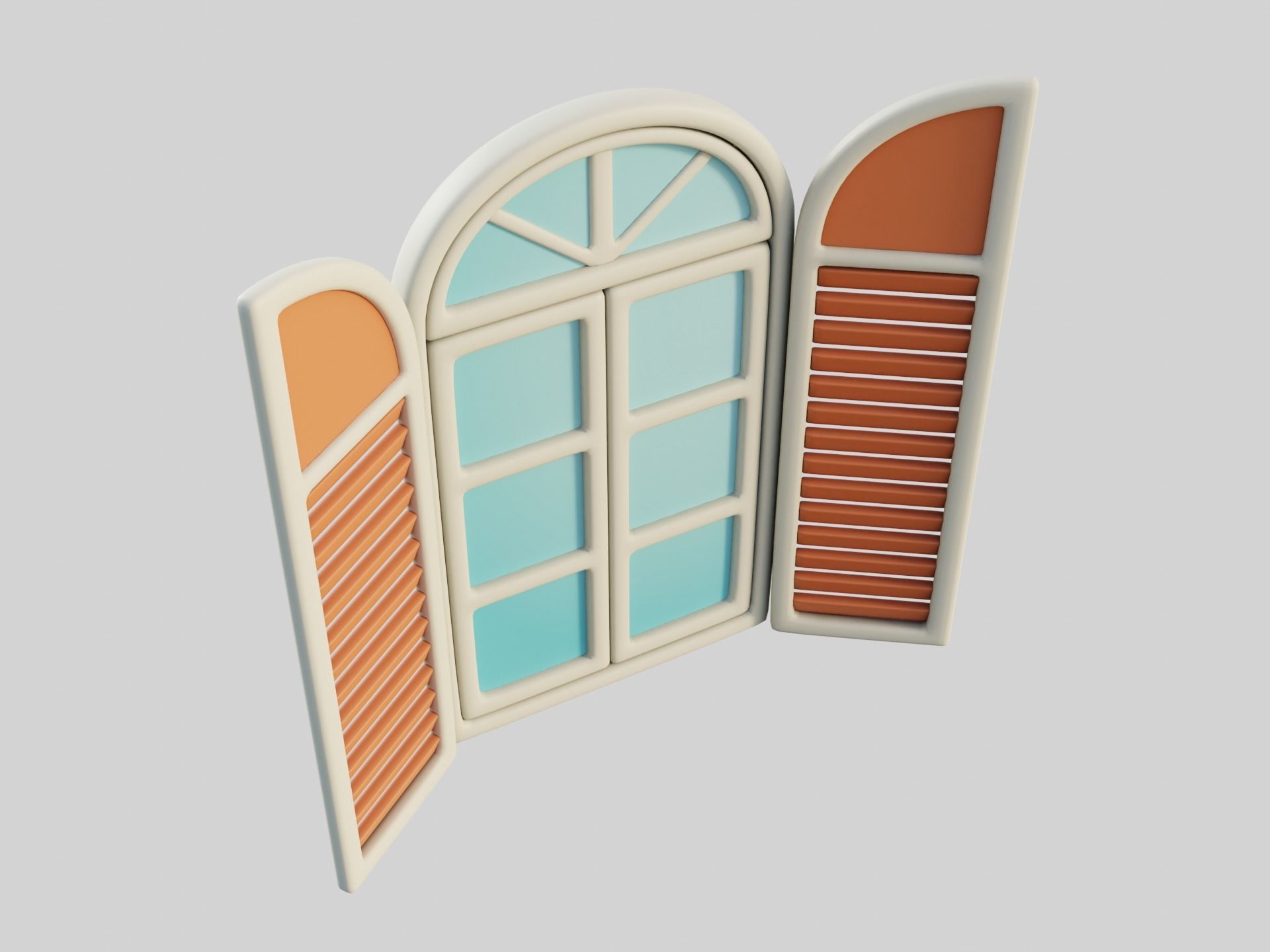 Cartoon Window 24a Low-poly 3D model_10