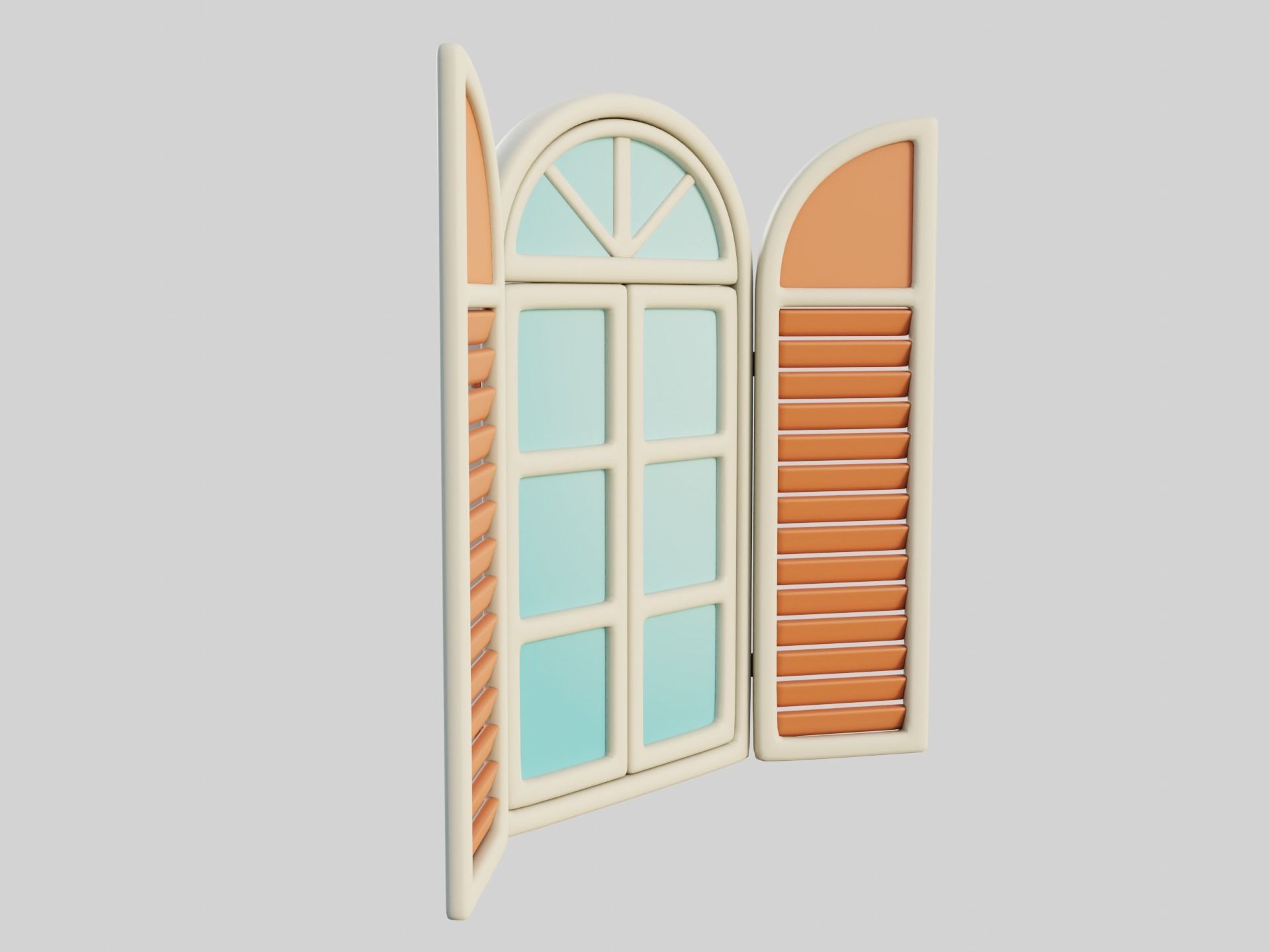 Cartoon Window 24a Low-poly 3D model_1