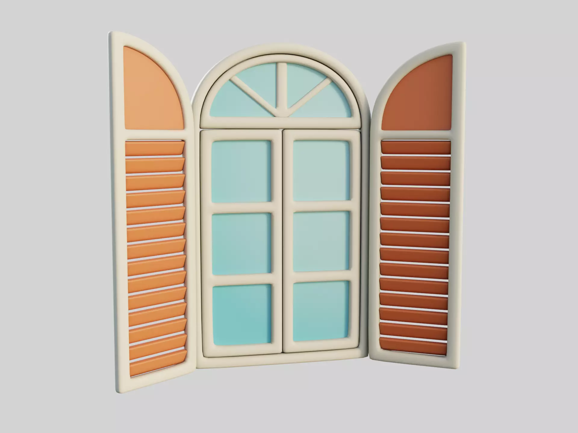 Cartoon Window 24a Low-poly 3D model_0