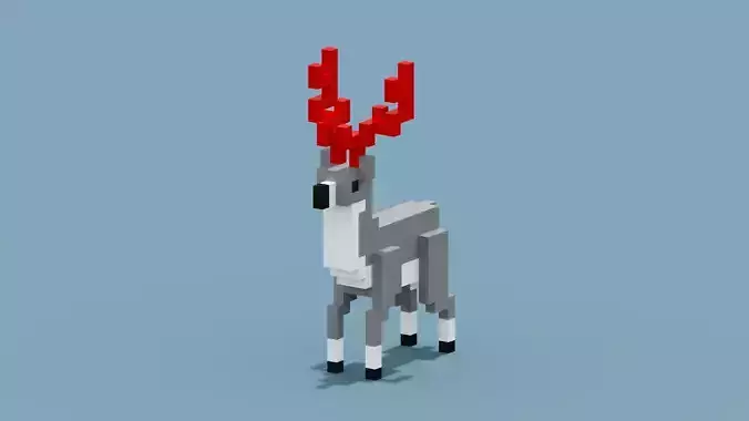 Voxel Deer Low-poly 3D model