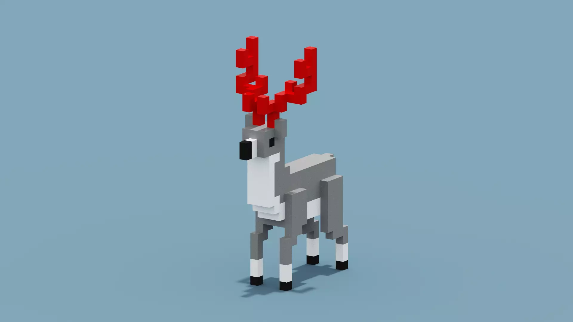 Voxel Deer Low-poly 3D model_0