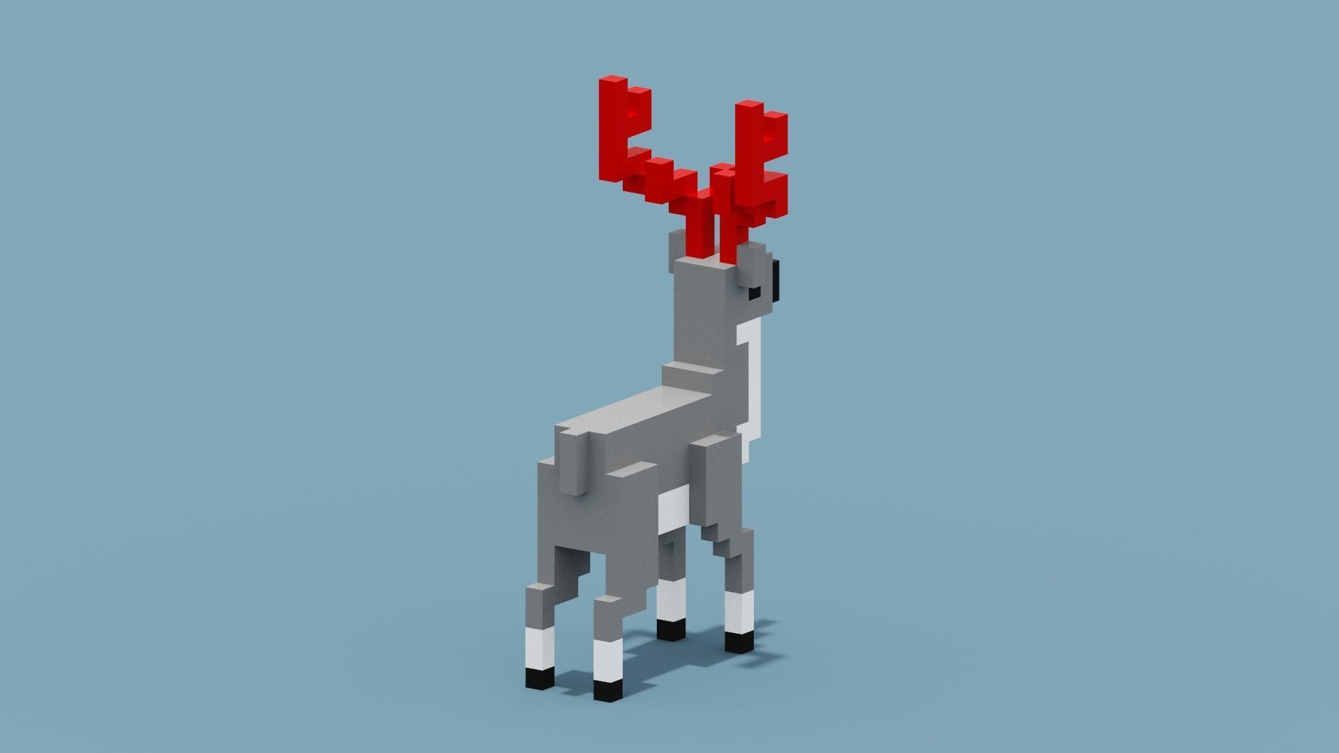 Voxel Deer Low-poly 3D model_6