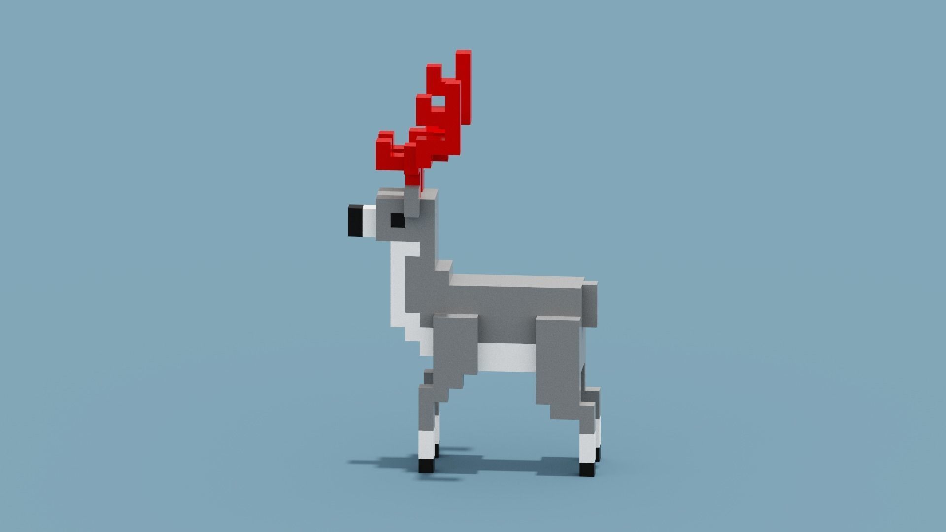 Voxel Deer Low-poly 3D model_2