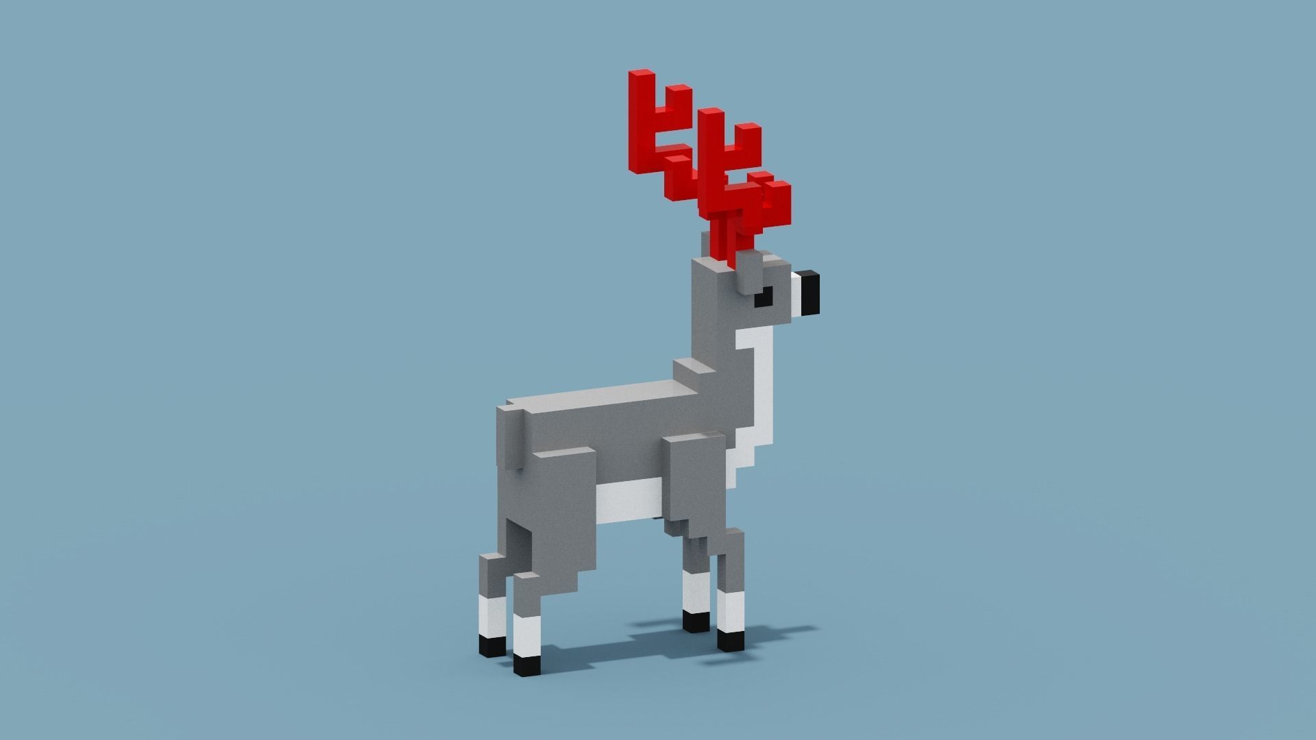 Voxel Deer Low-poly 3D model_7