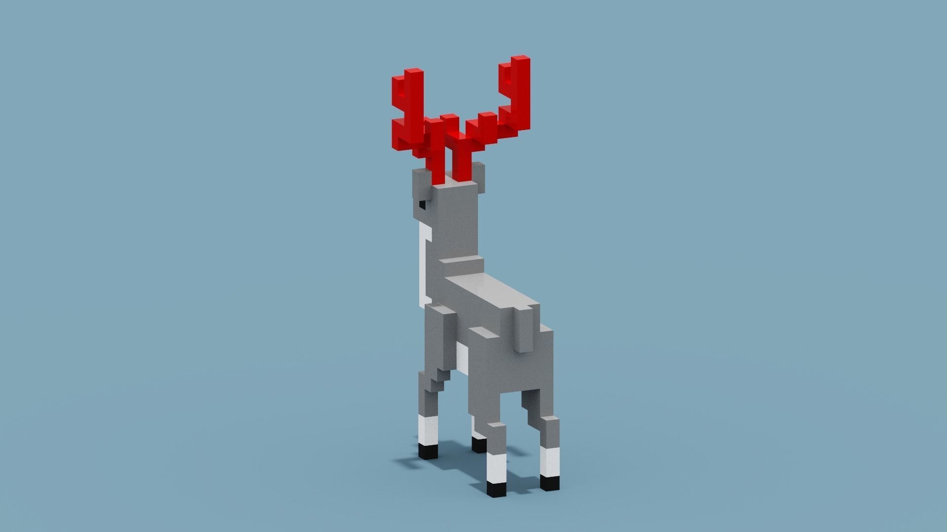 Voxel Deer Low-poly 3D model_4