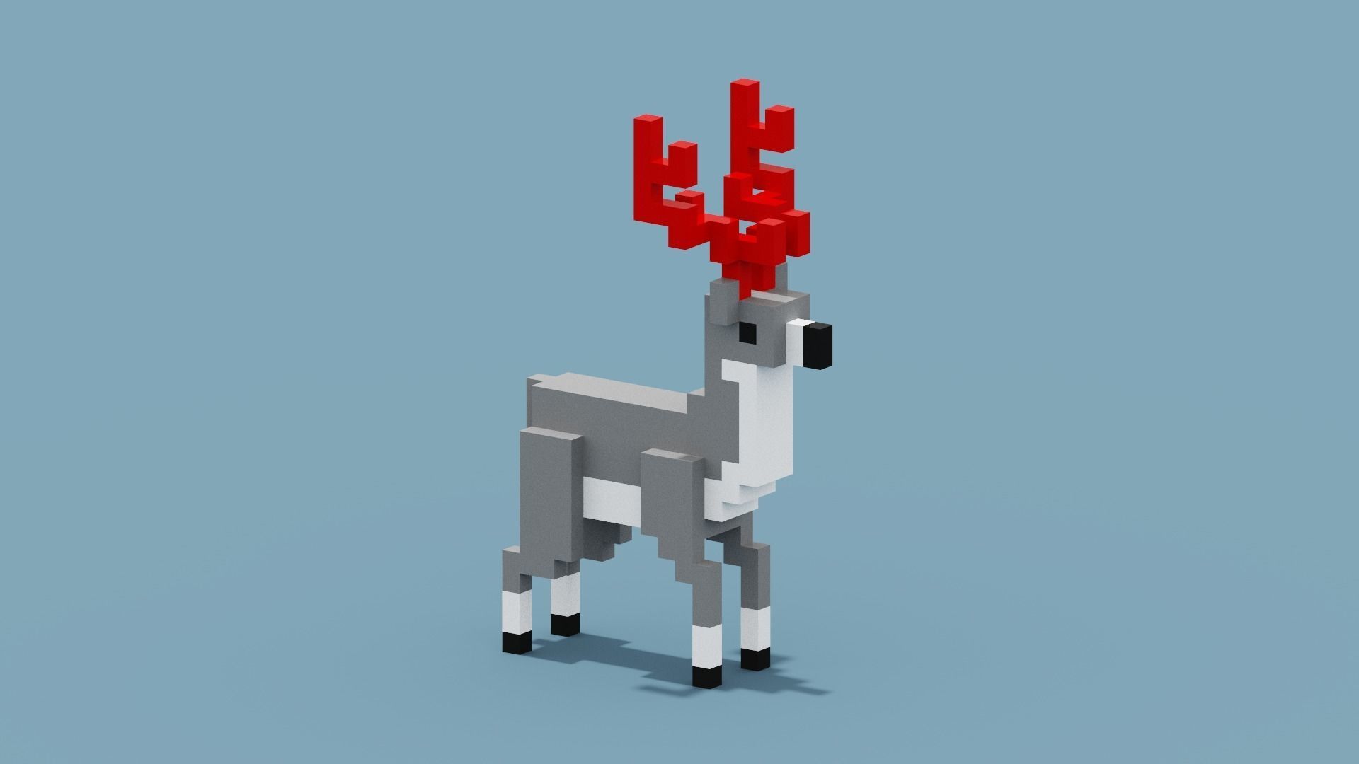 Voxel Deer Low-poly 3D model_9