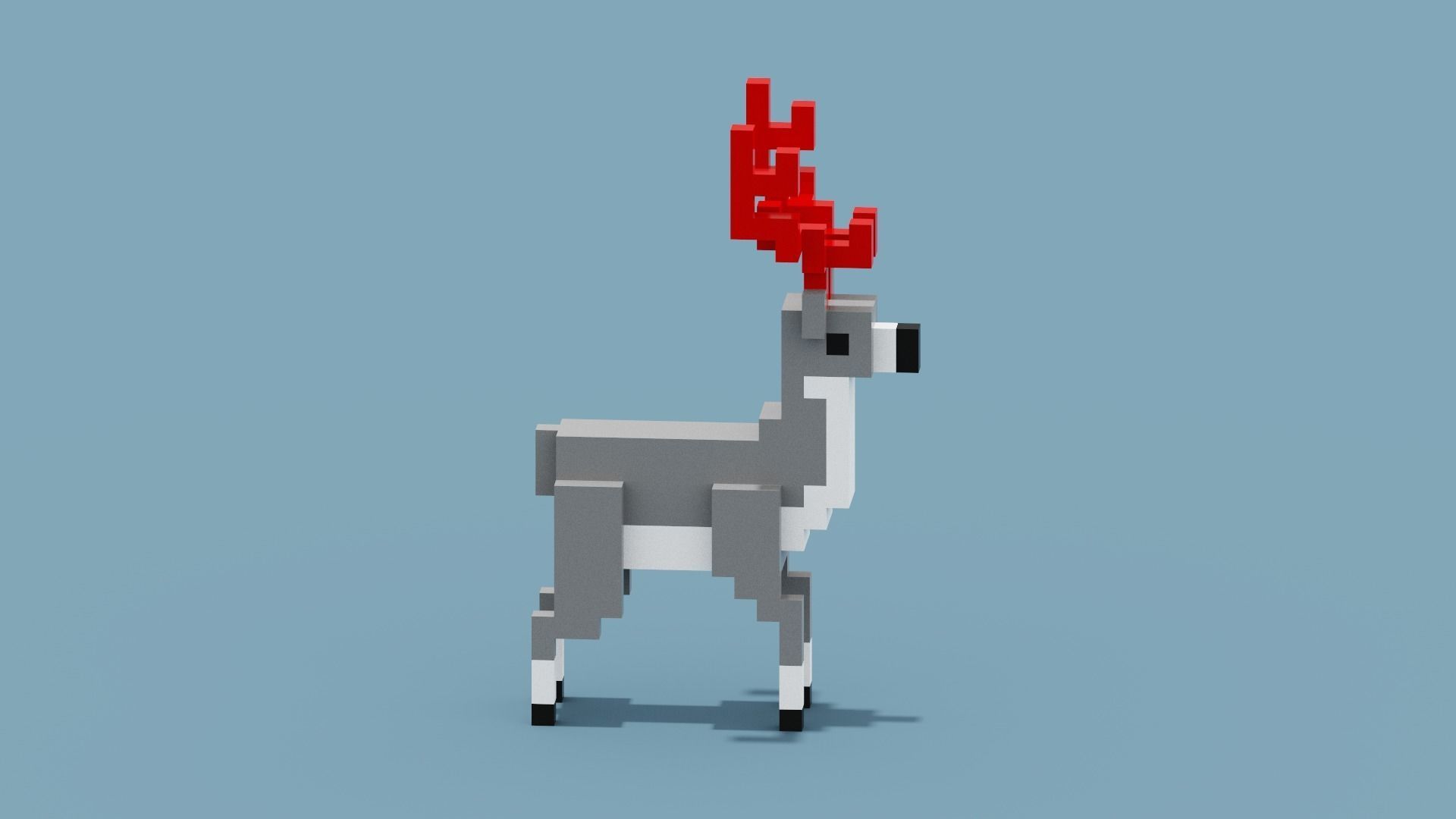 Voxel Deer Low-poly 3D model_8
