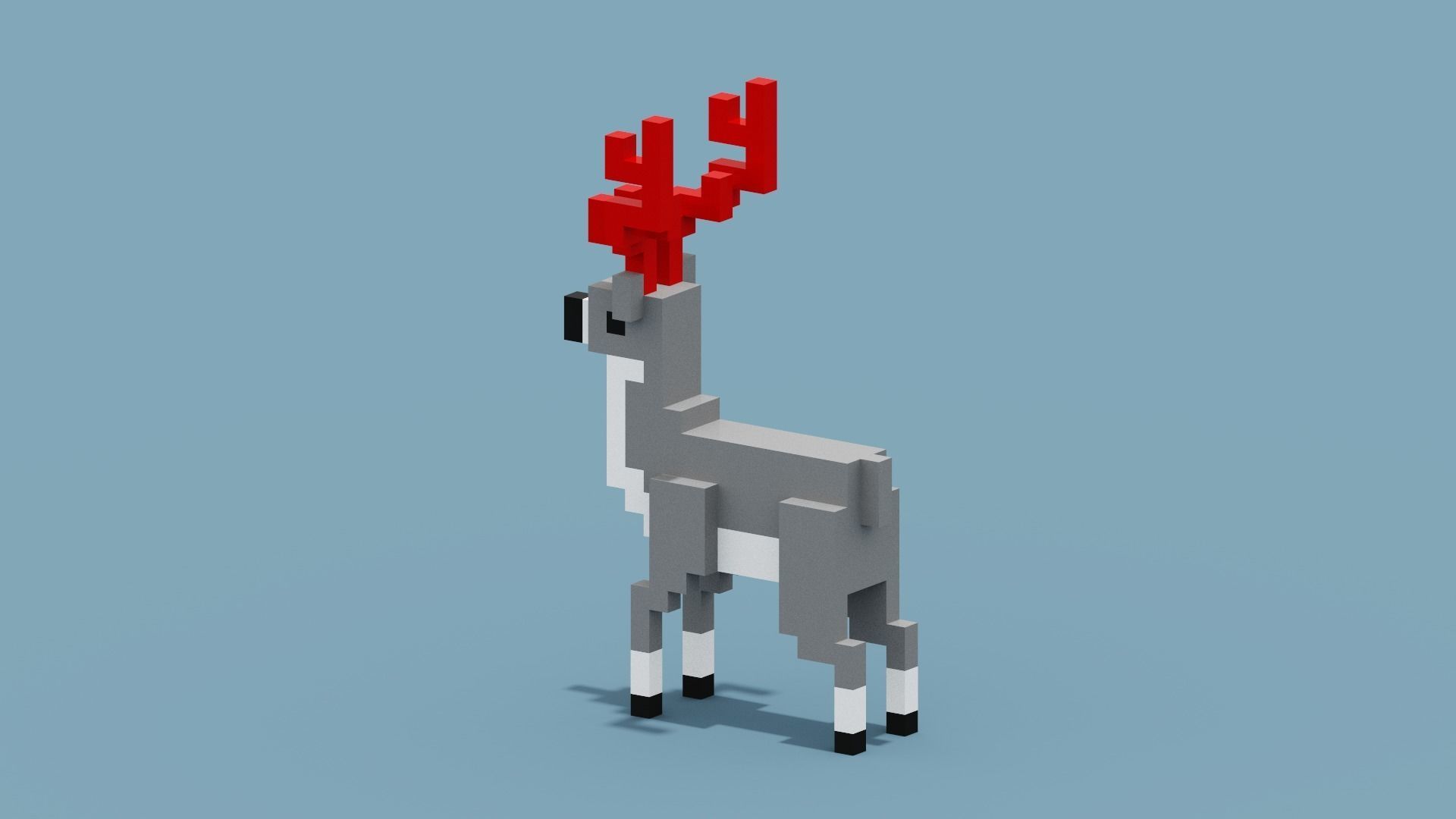 Voxel Deer Low-poly 3D model_3