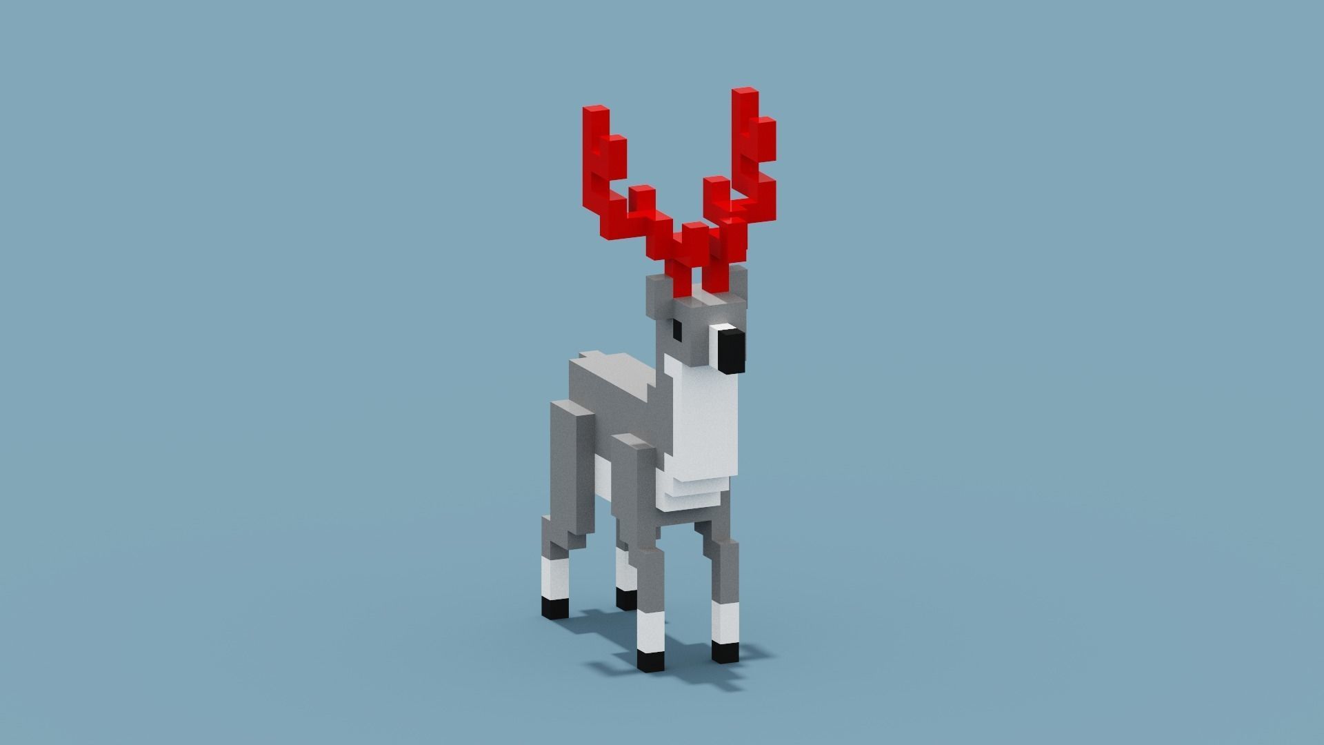 Voxel Deer Low-poly 3D model_10