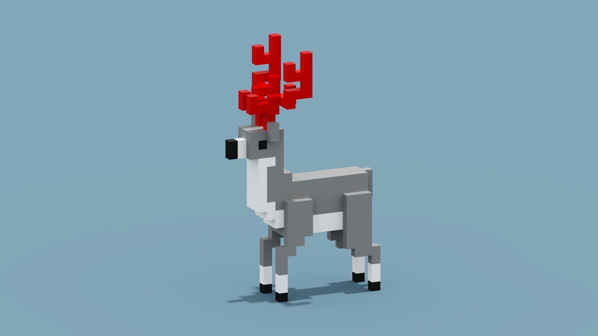 Voxel Deer Low-poly 3D model_1