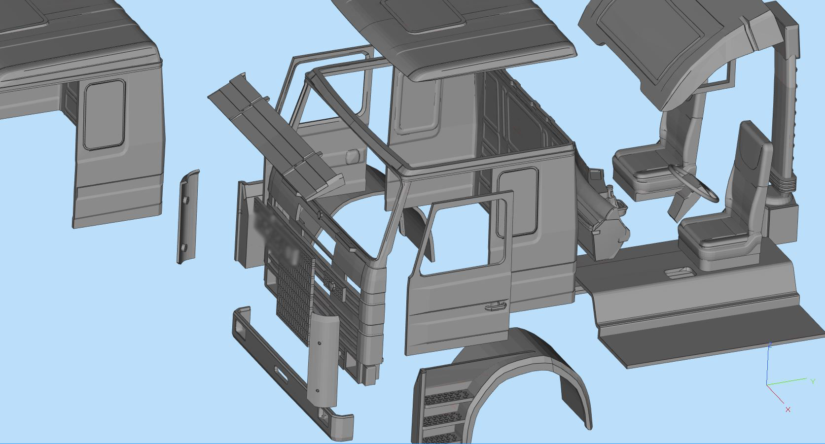 Cabin Printable Old Truck 3D Model STL 3D print model_11
