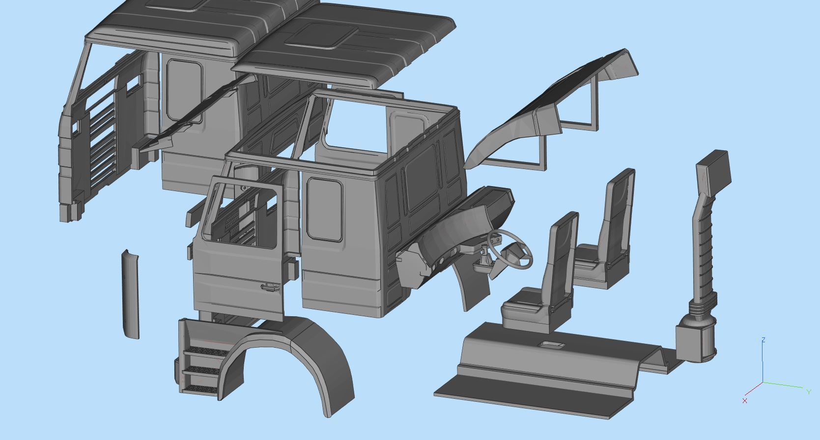 Cabin Printable Old Truck 3D Model STL 3D print model_3