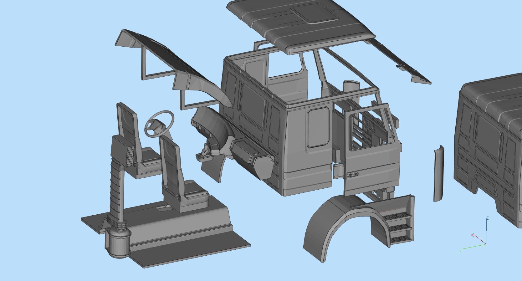Cabin Printable Old Truck 3D Model STL 3D print model_2