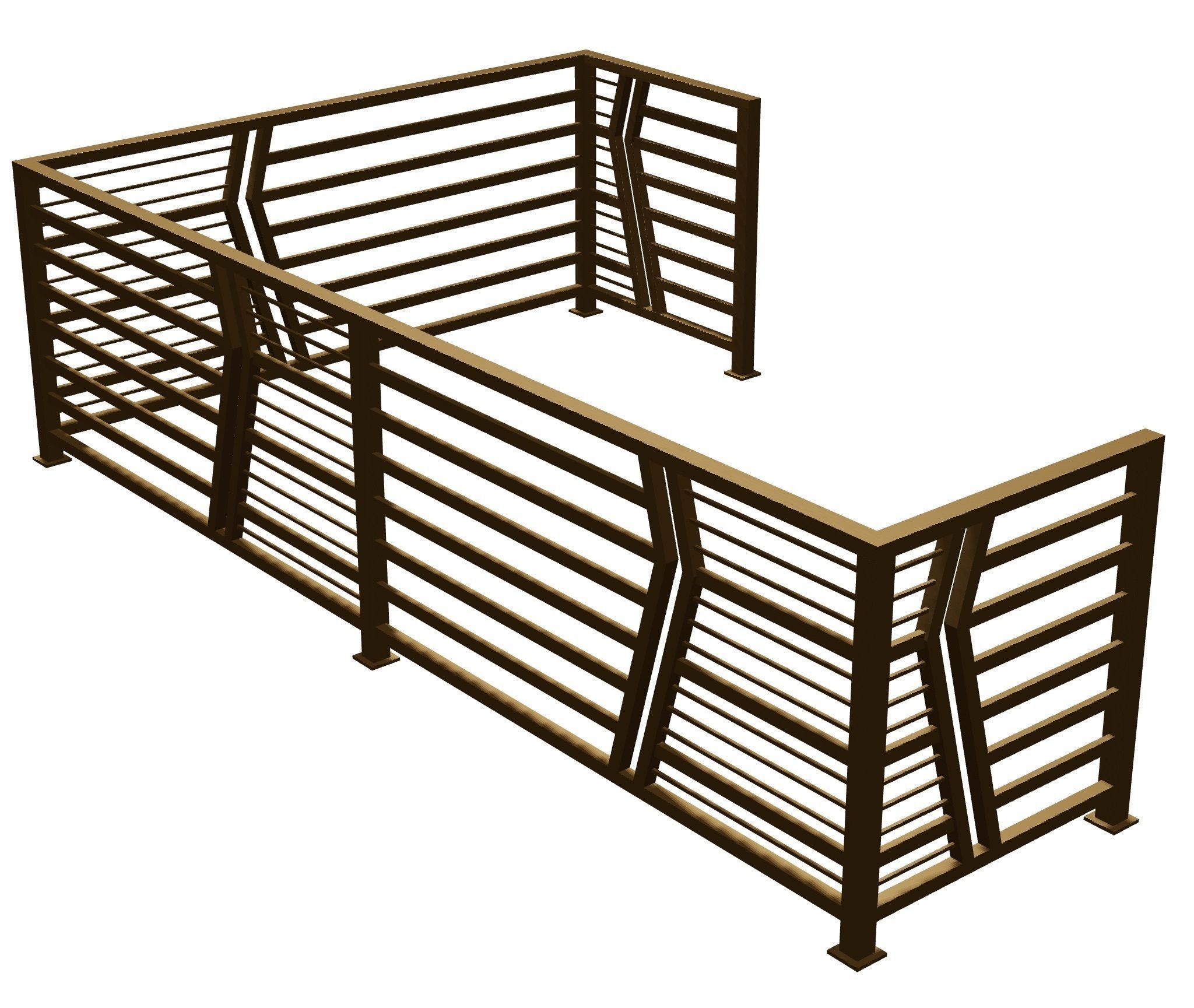 Iron balcony railing 3D model 3D model_3