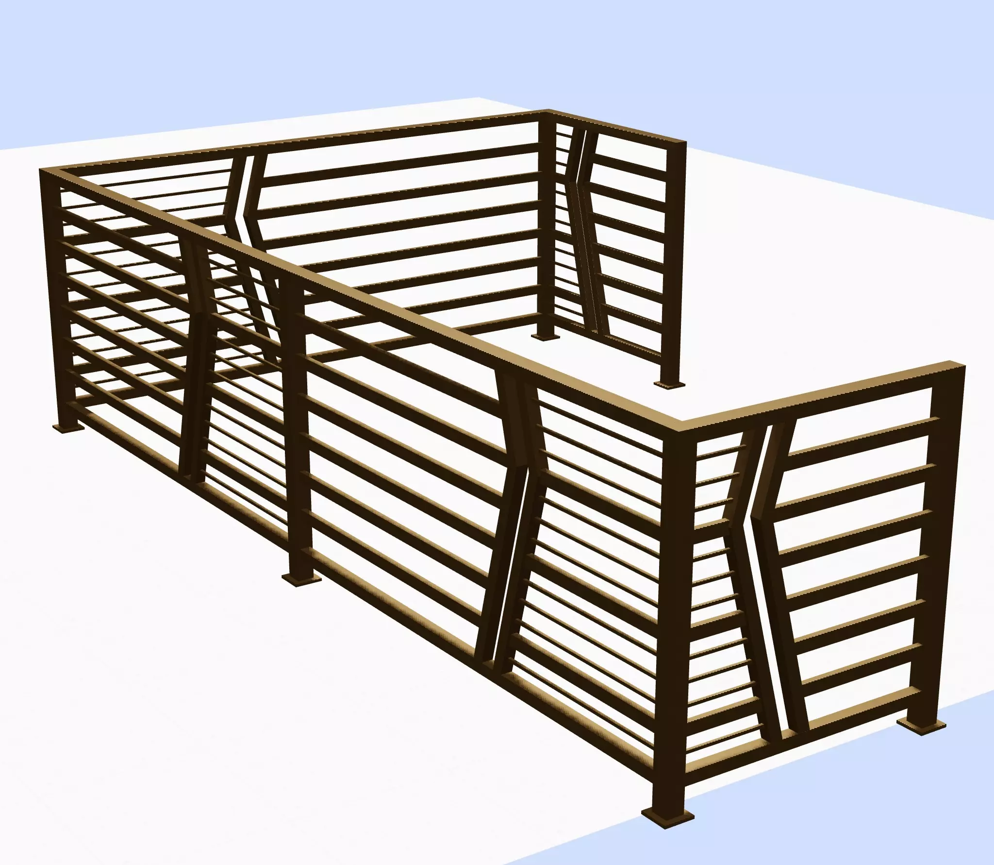 Iron balcony railing 3D model 3D model_0