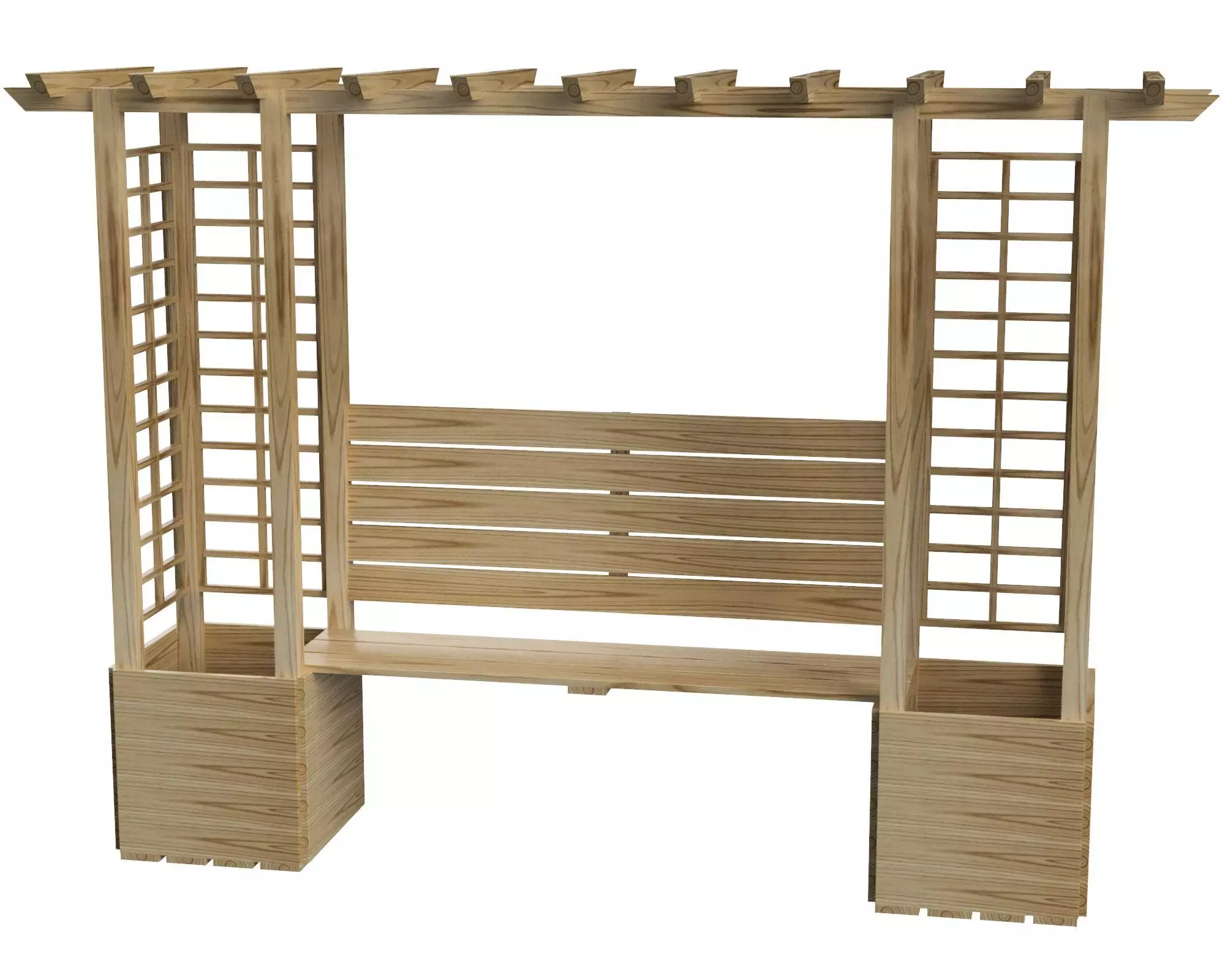 Pergola with bench for garden 3D model