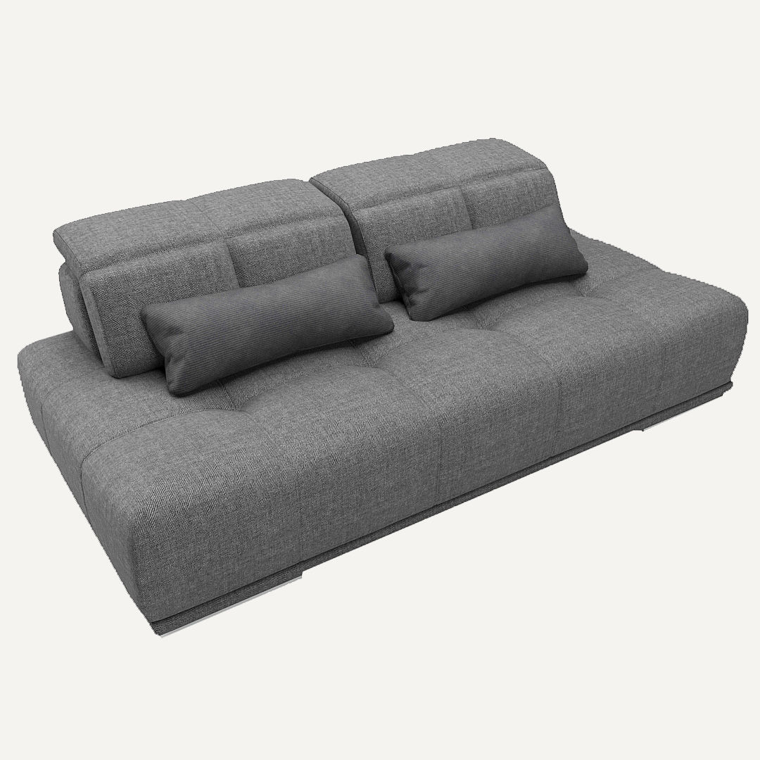 Gray modular sofa Low-poly 3D model_2