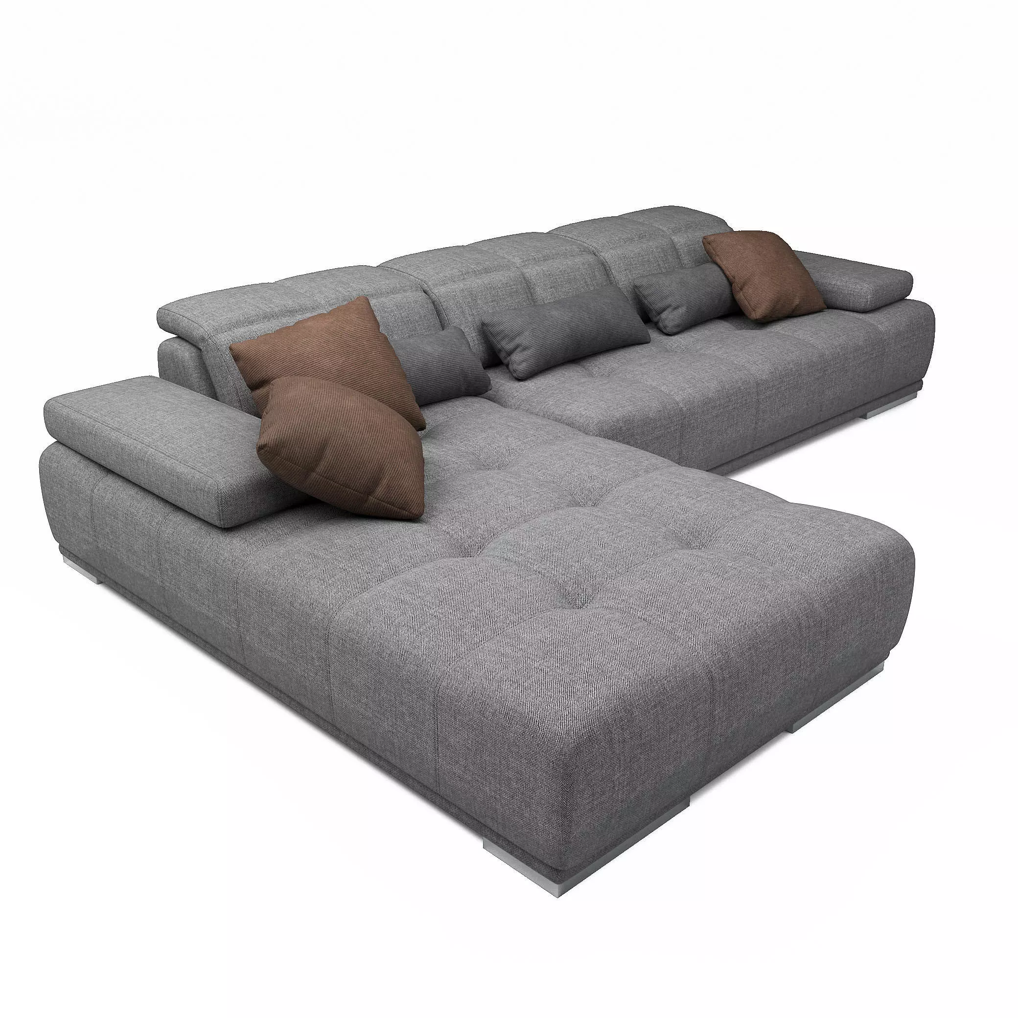 Gray modular sofa Low-poly 3D model_0