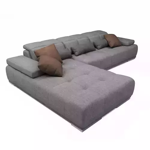 Gray modular sofa Low-poly 3D model