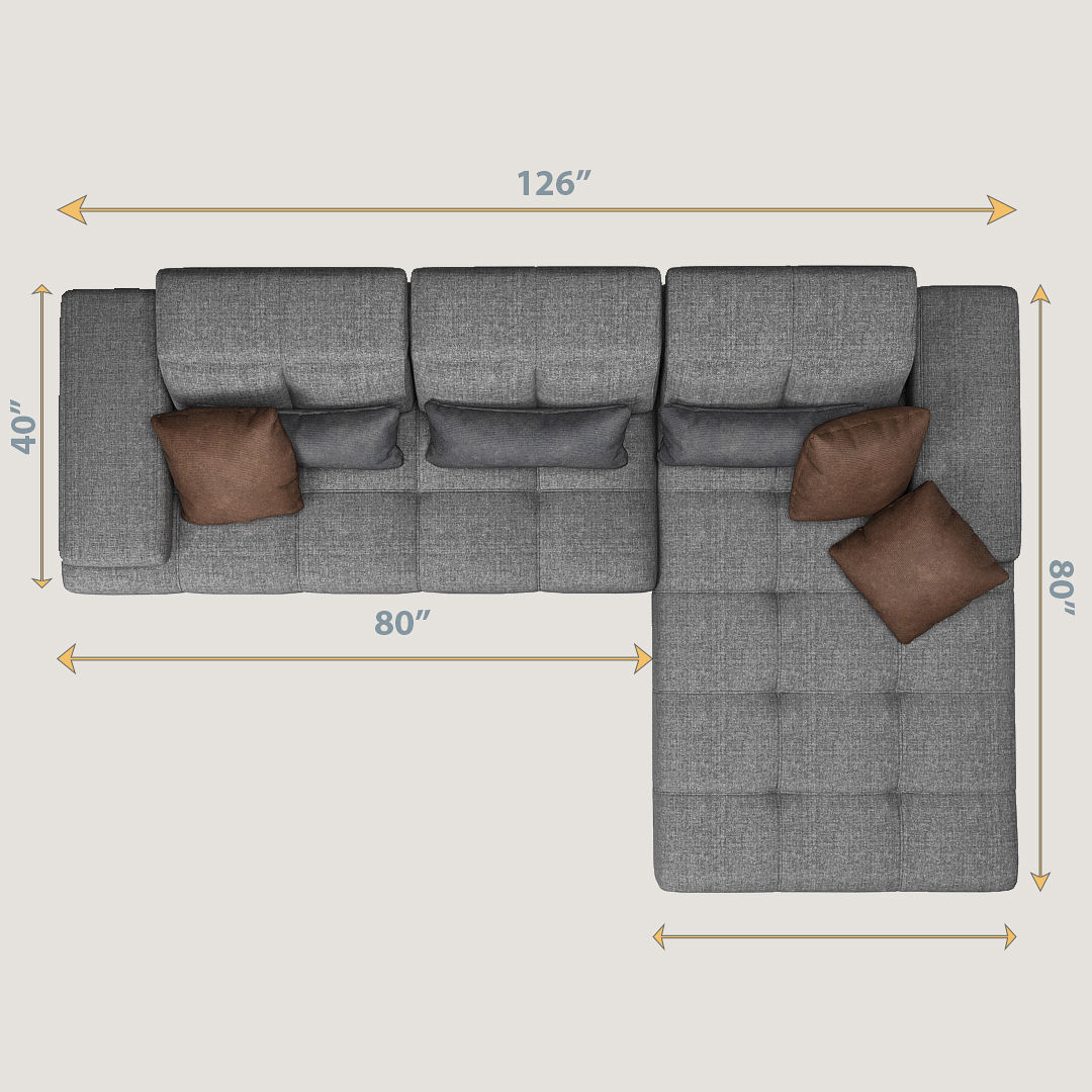 Gray modular sofa Low-poly 3D model_1