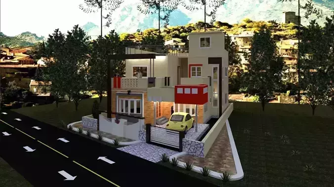 3D modelling house design in kerala