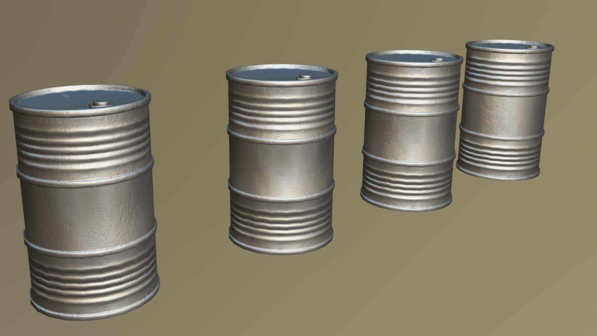 Lowpoly Barrels Set group of different colored Low-poly 3D model_2