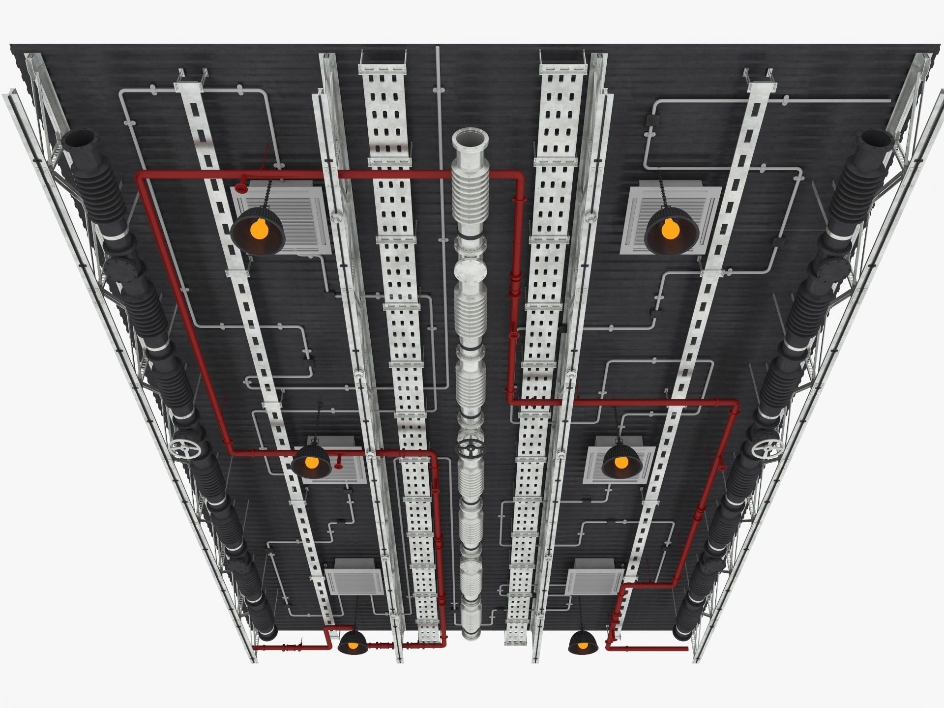 Ceiling Ventilation Pipes 4 3D model_1