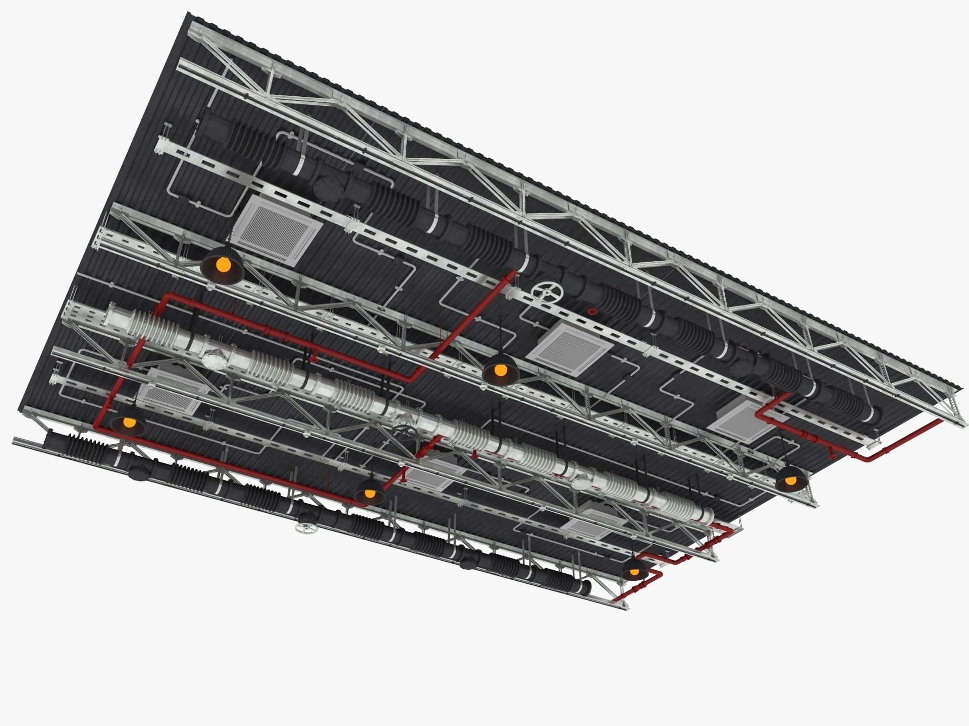 Ceiling Ventilation Pipes 4 3D model_3