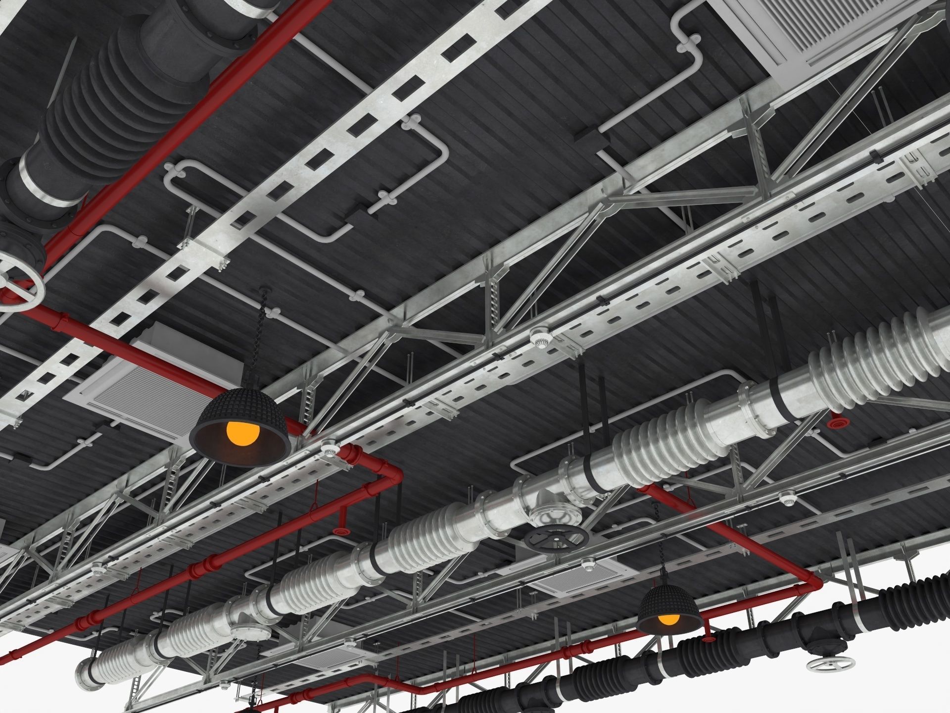 Ceiling Ventilation Pipes 4 3D model_2