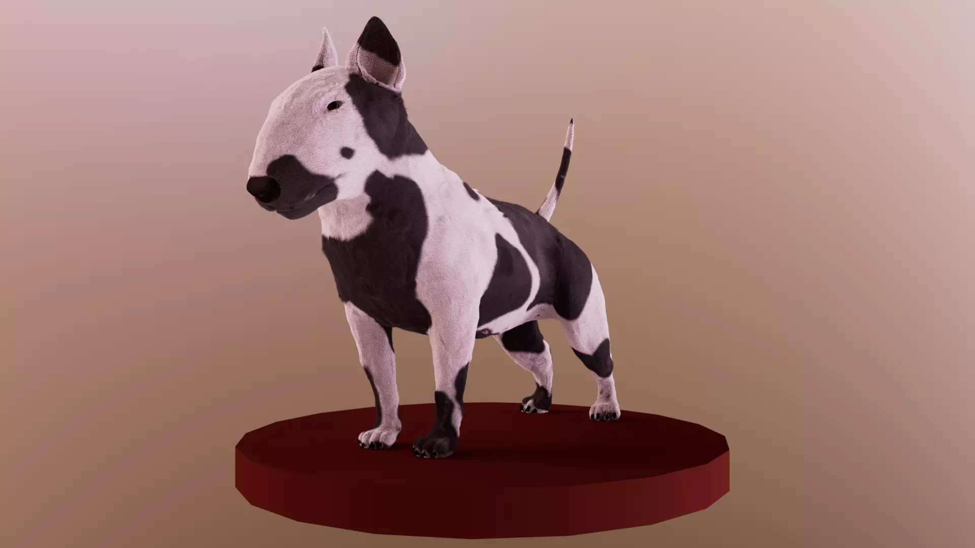 Bull terrier realystic dog cinematic Low-poly 3D model