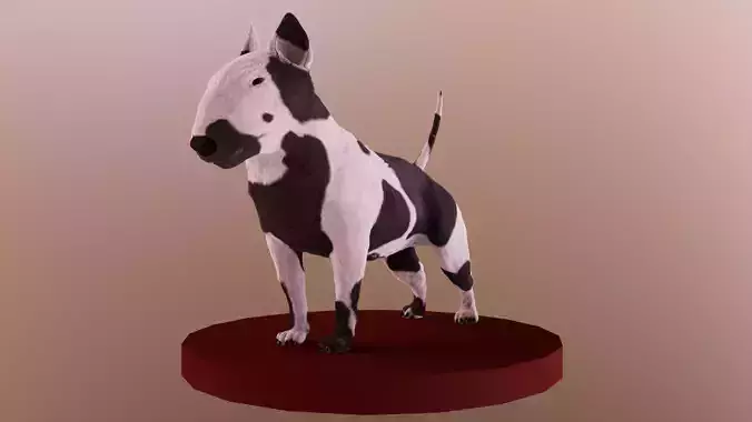 Bull terrier realystic dog cinematic Low-poly 3D model