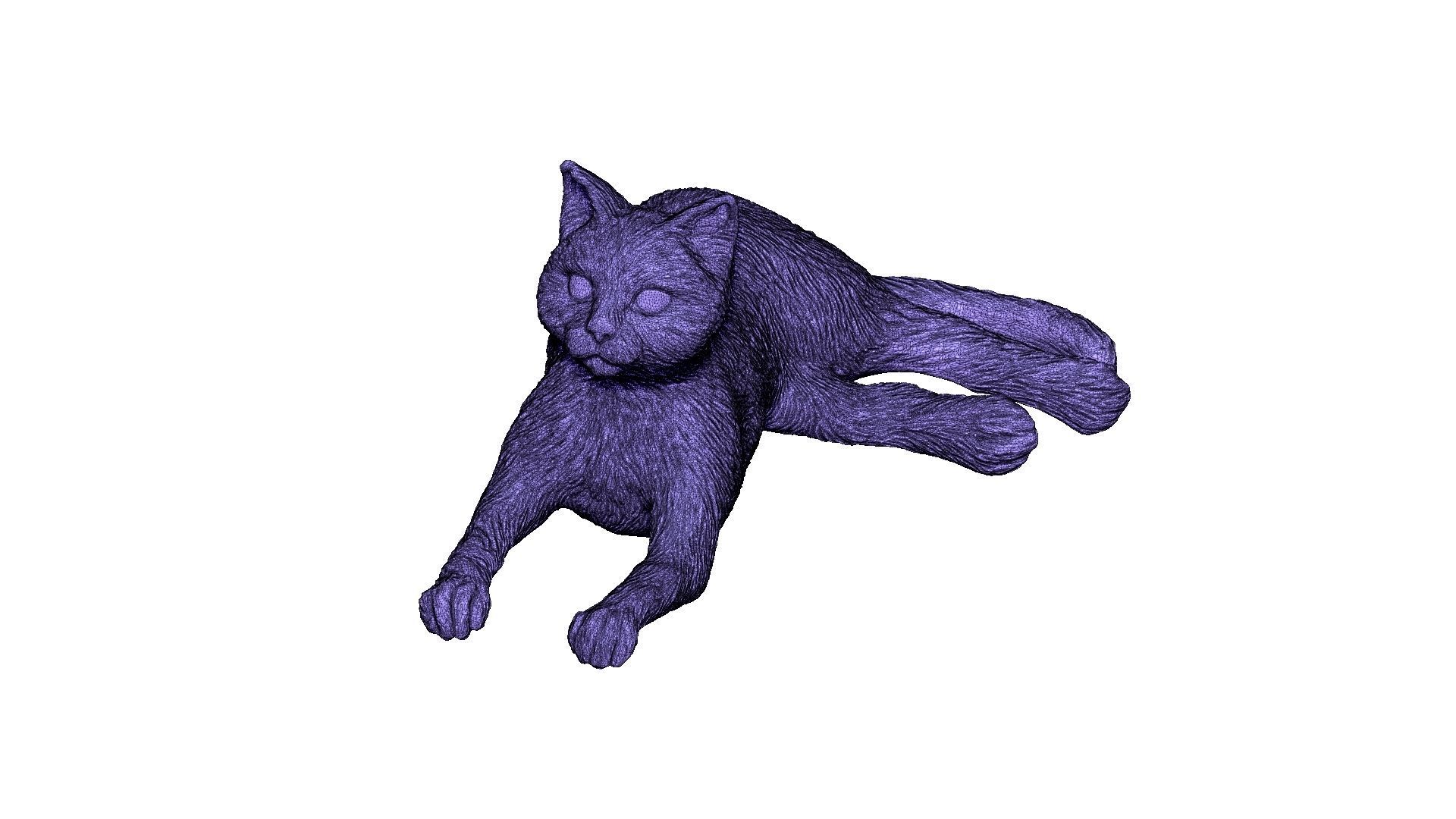lying cat Zbrush Sculpt 3D modeling highpoly 3D print model_5