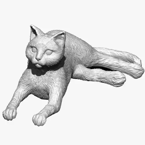  lying cat Zbrush Sculpt 3D modeling highpoly