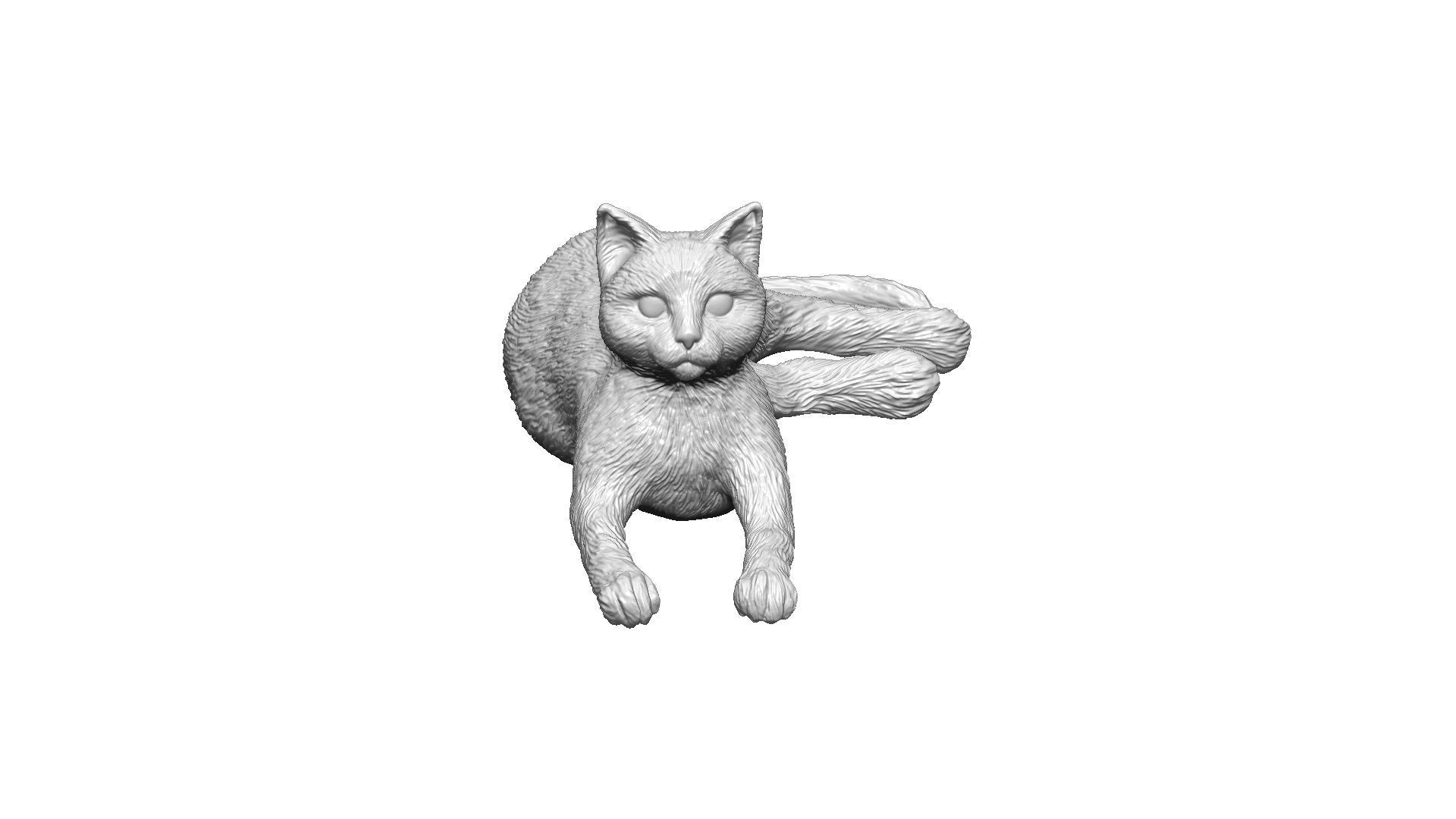 lying cat Zbrush Sculpt 3D modeling highpoly 3D print model_4